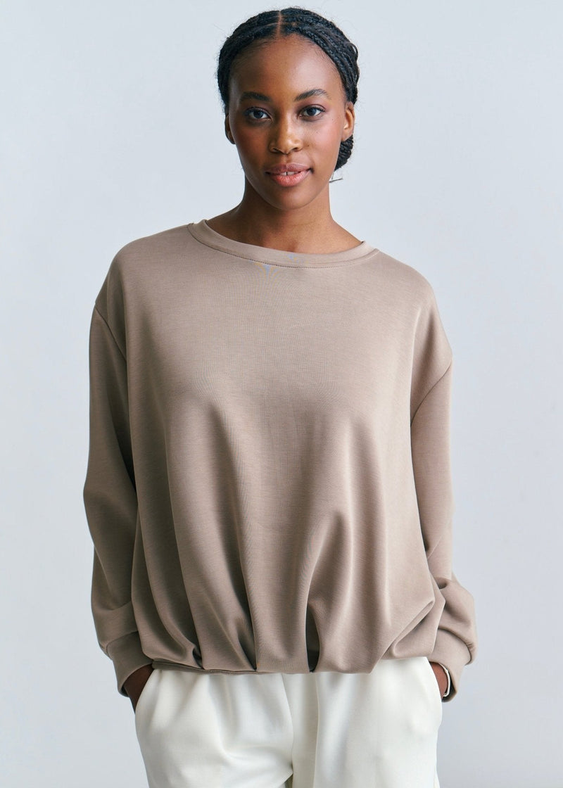 View our Tacoma Bubble Hem Sweater In Dark Khaki - by Tribute Store