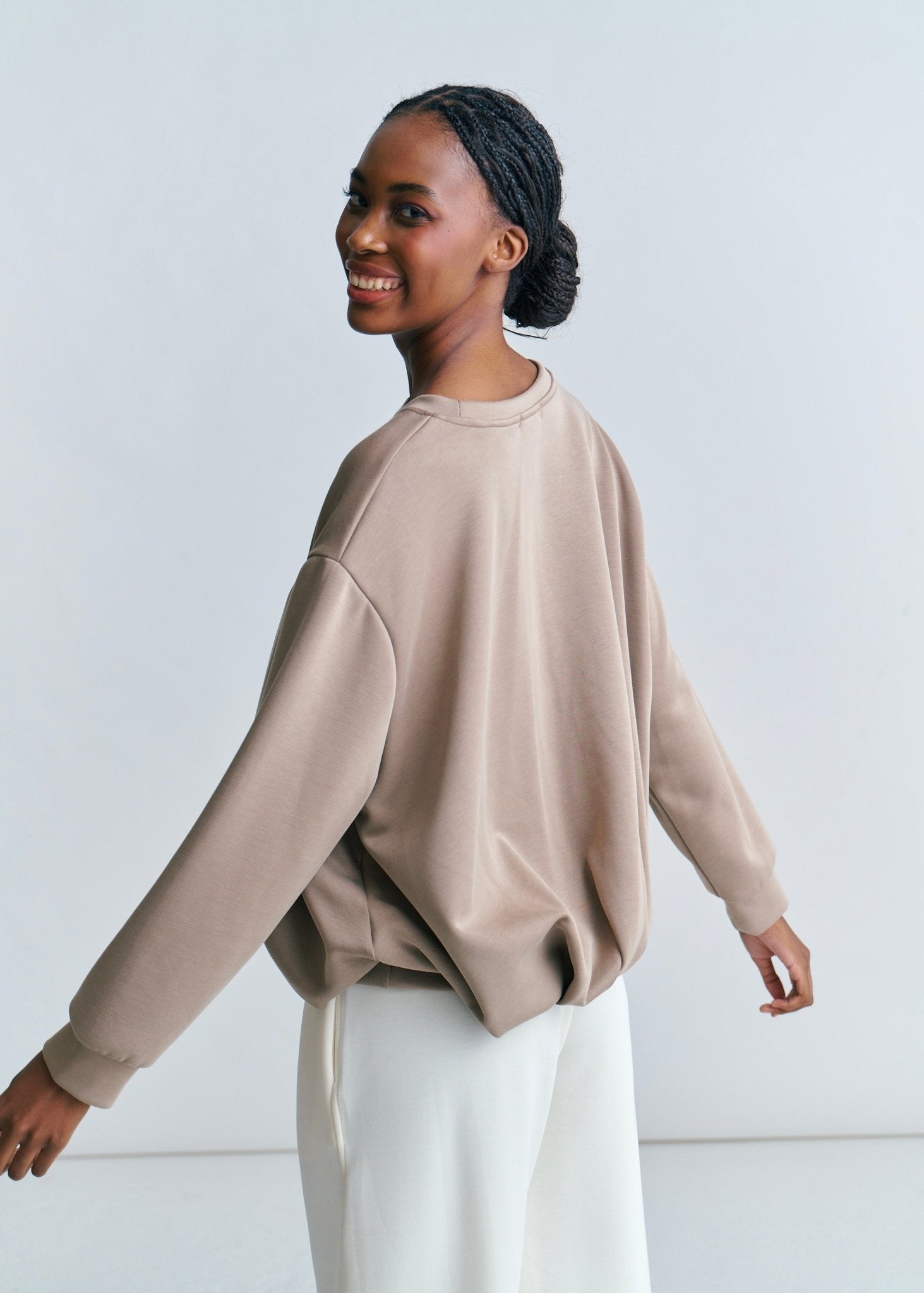 View our Tacoma Bubble Hem Sweater In Dark Khaki - by Tribute Store