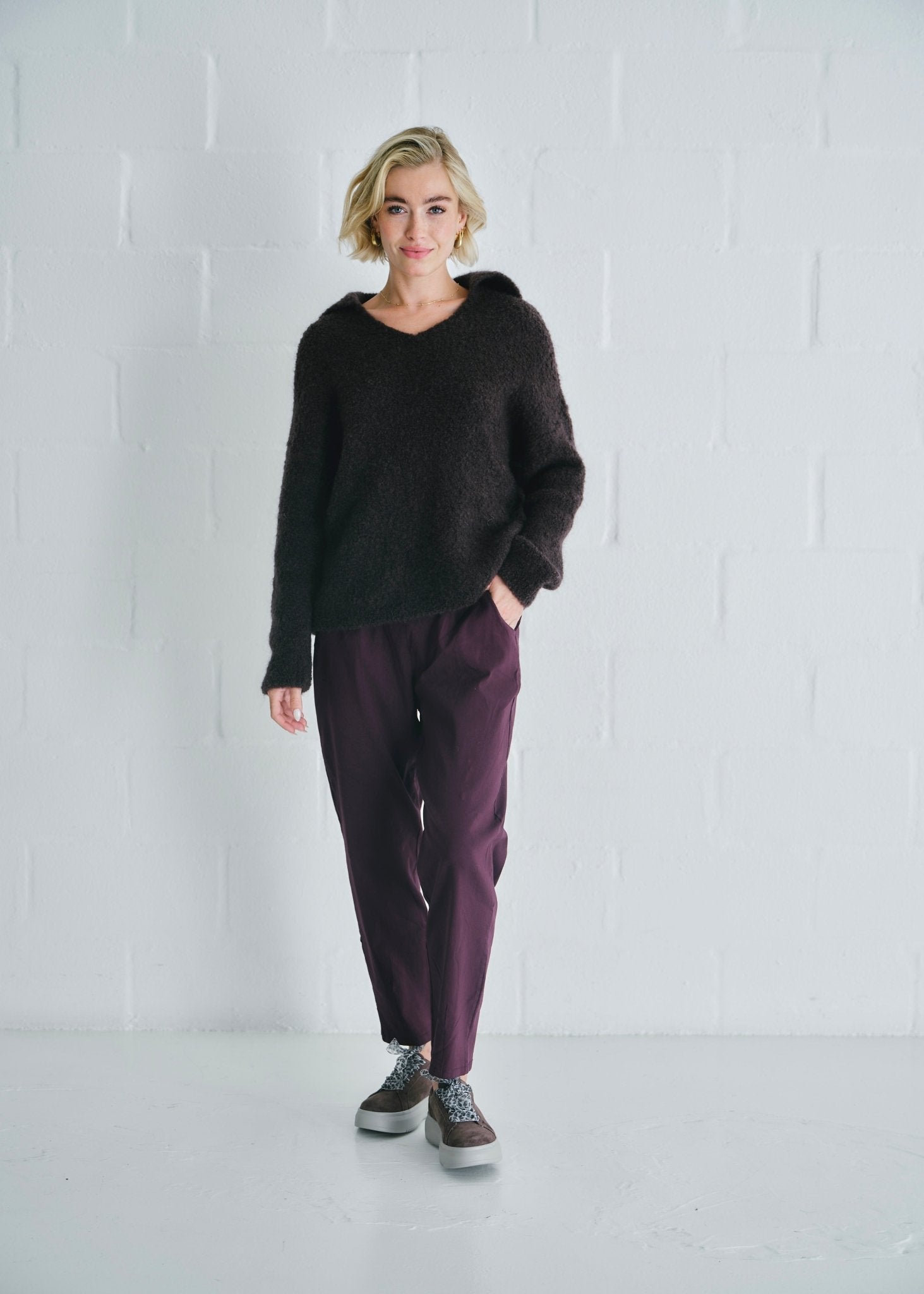 View our Teddy Knit With Open Collar In Chocolate - by Tribute Store