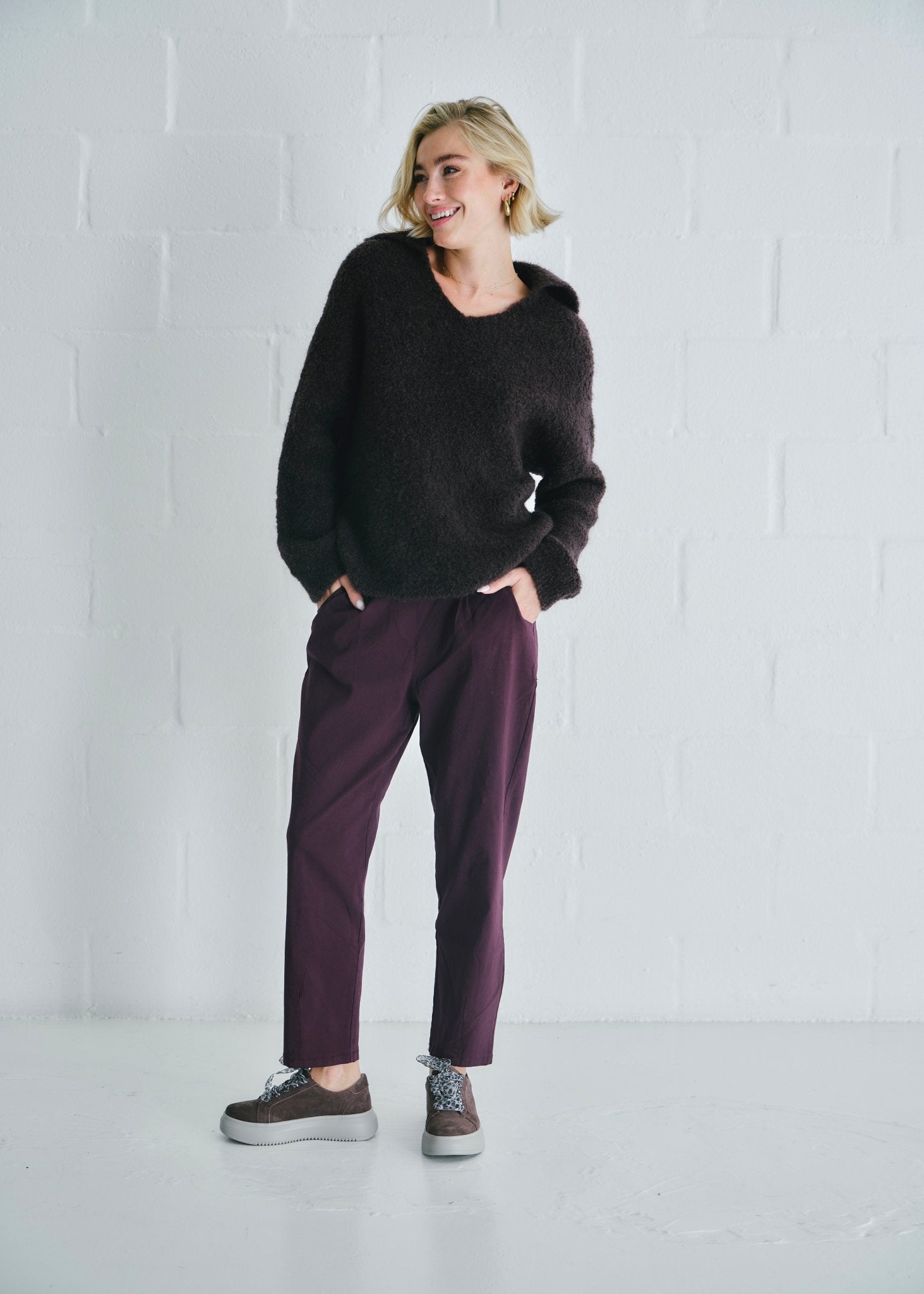 View our Teddy Knit With Open Collar In Chocolate - by Tribute Store