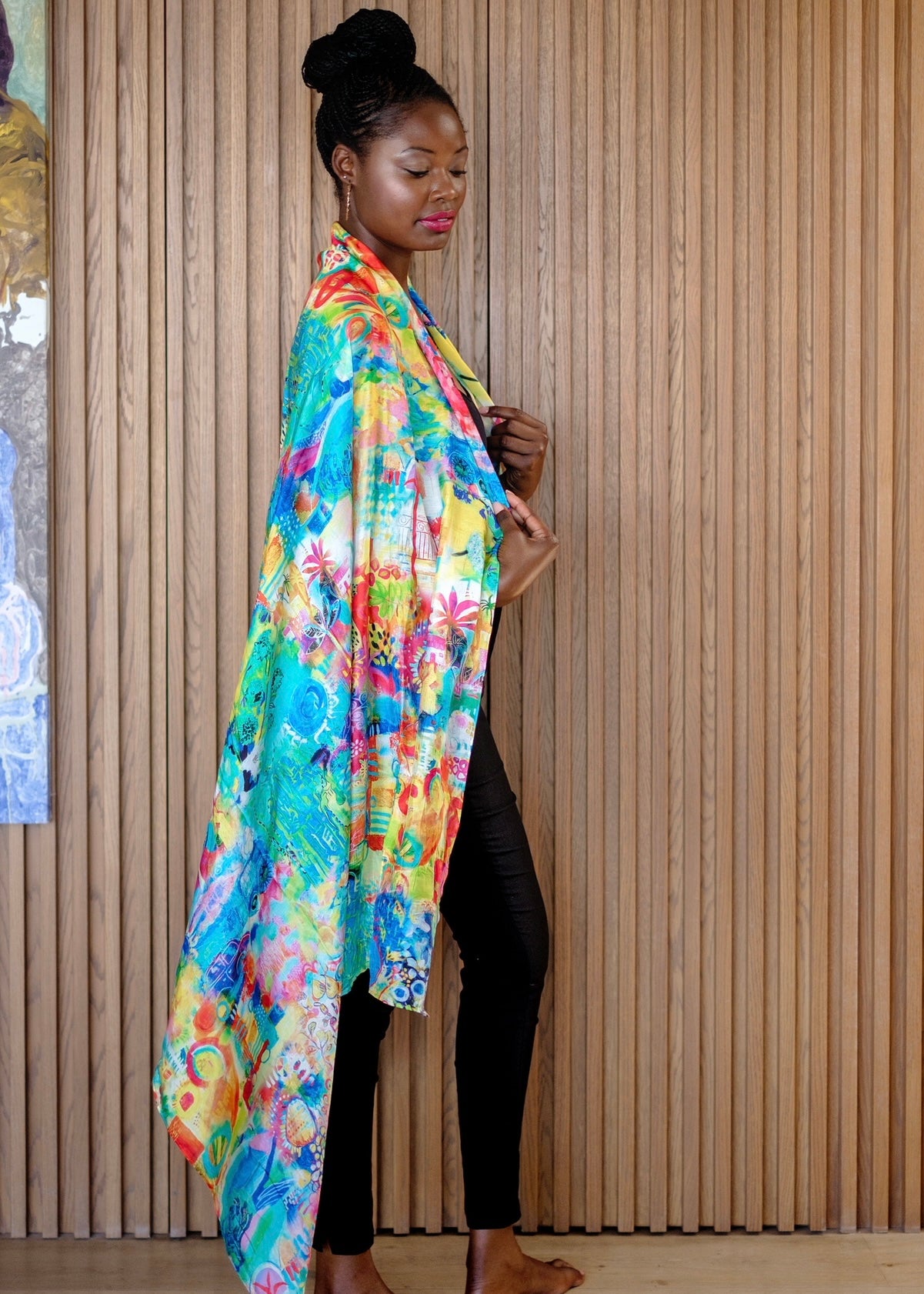 View our Thandi Silk Scarf In Yellow Kaleidoscope - by Tribute Store