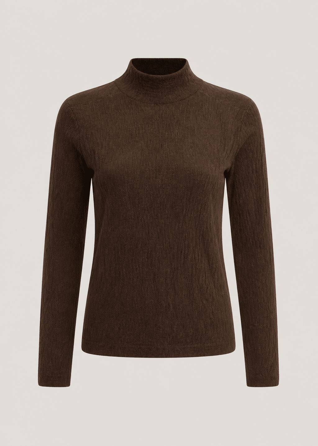 View our The Essential Chocolate Embossed Turtleneck Knit - by Tribute Store