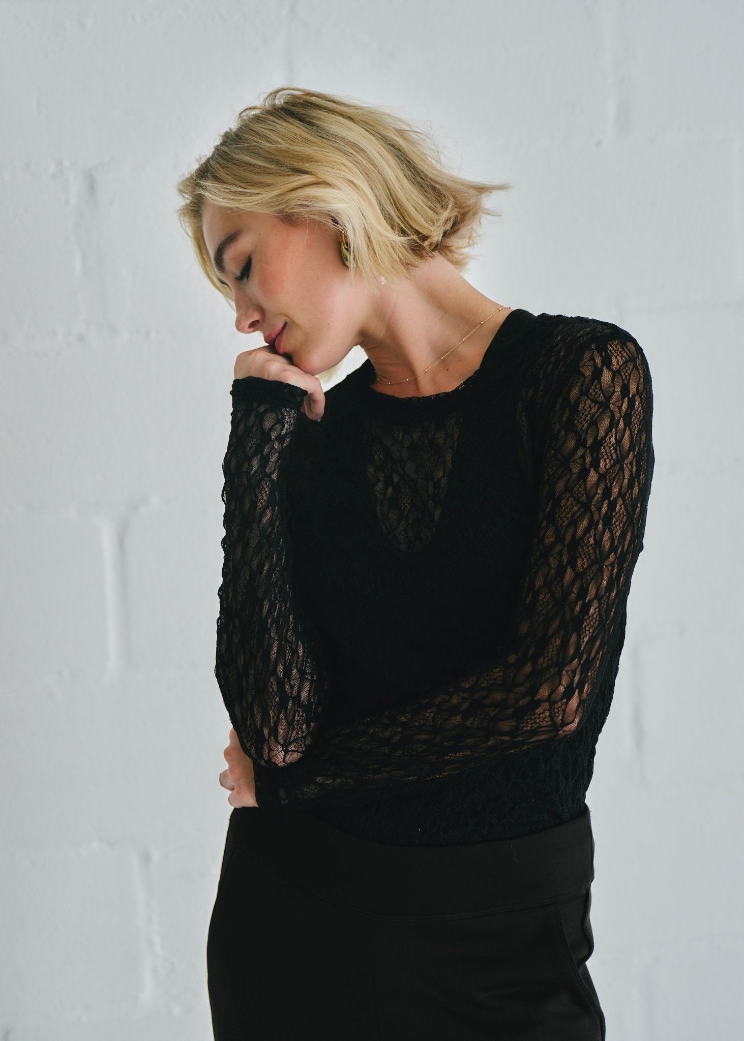 View our The Jennifer Classic Lace Top In Black - by Tribute Store
