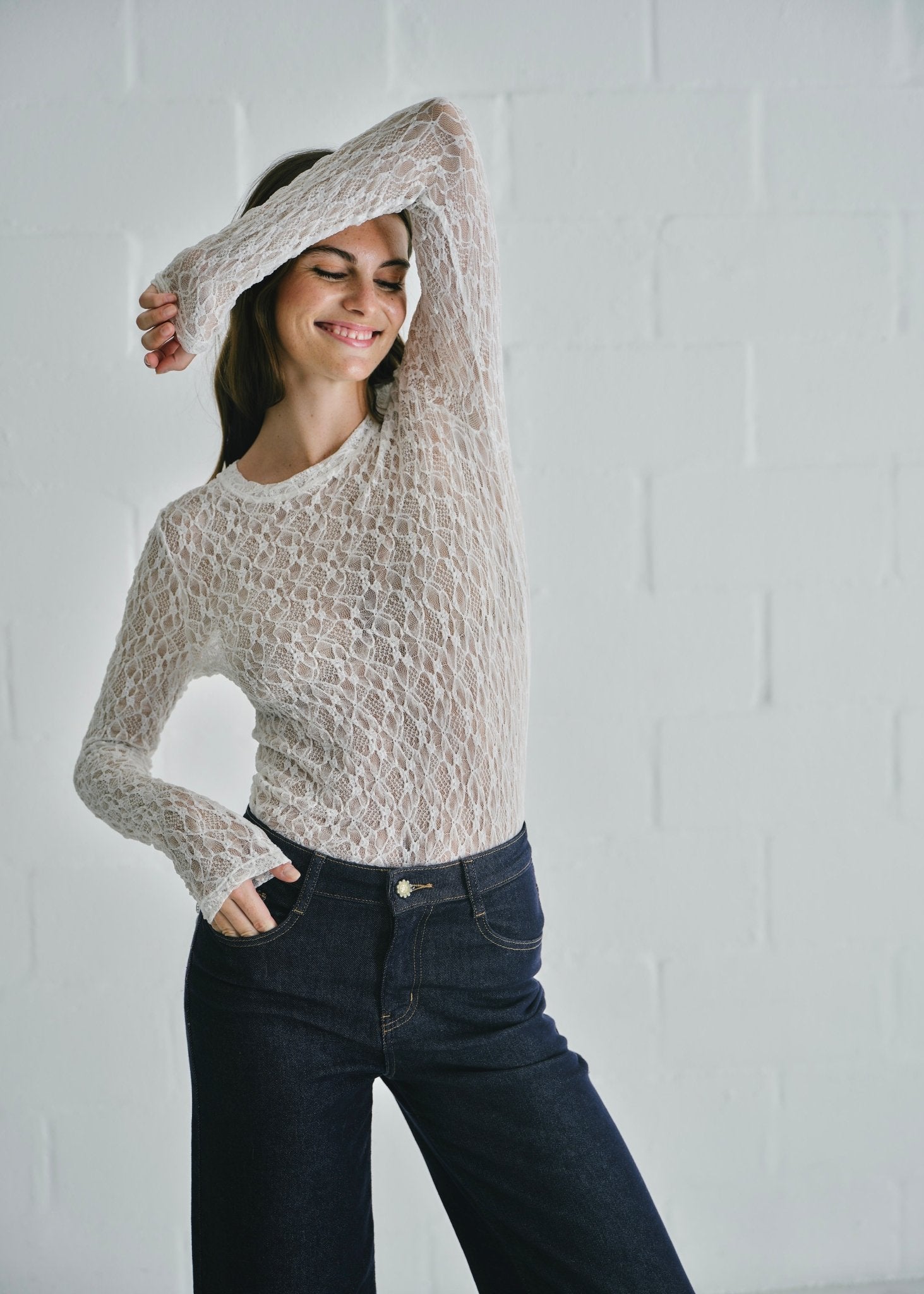 View our The Jennifer Classic Lace Top In White - by Tribute Store