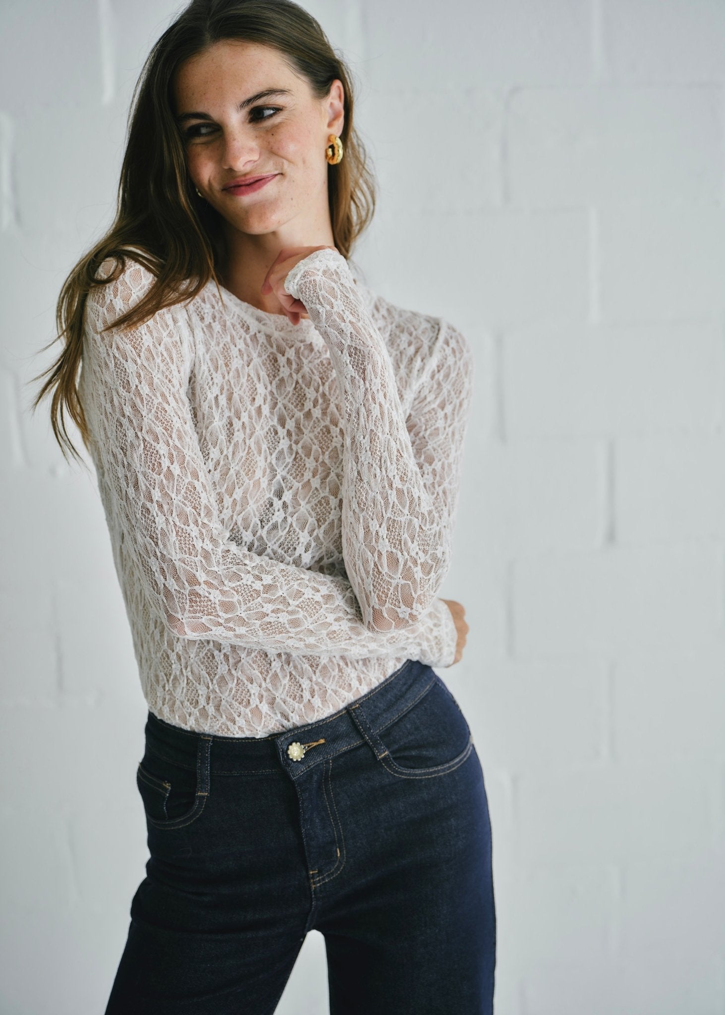 View our The Jennifer Classic Lace Top In White - by Tribute Store