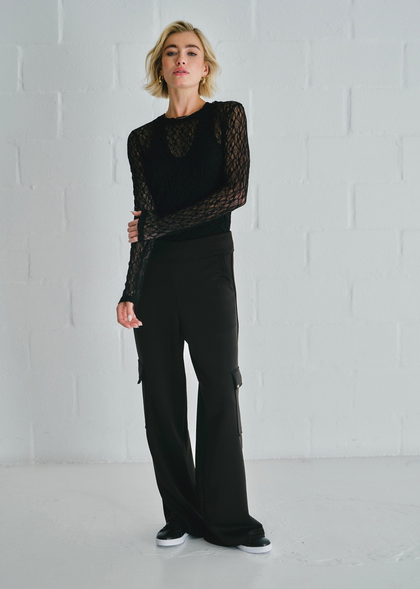 View our The Luxe Wide - Leg Cargo Pants In Black - by Tribute Store