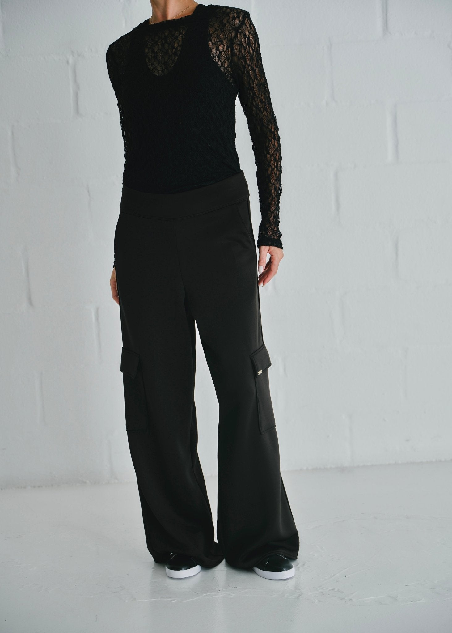 View our The Luxe Wide - Leg Cargo Pants In Black - by Tribute Store