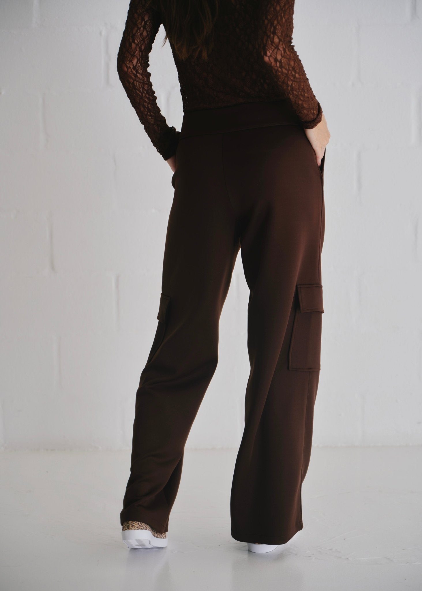View our The Luxe Wide - Leg Cargo Pants In Chocolate - by Tribute Store