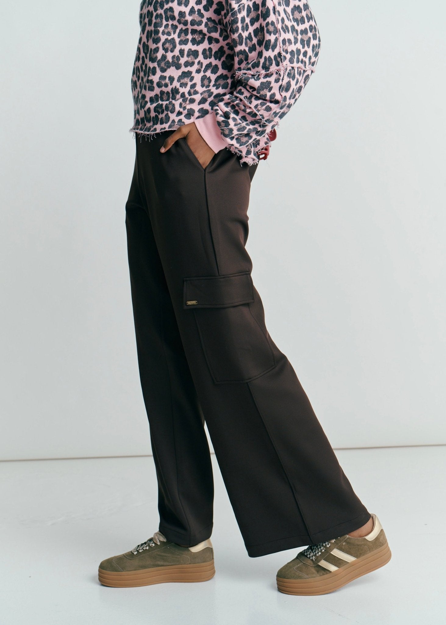 View our The Luxe Wide - Leg Cargo Pants In Chocolate - by Tribute Store