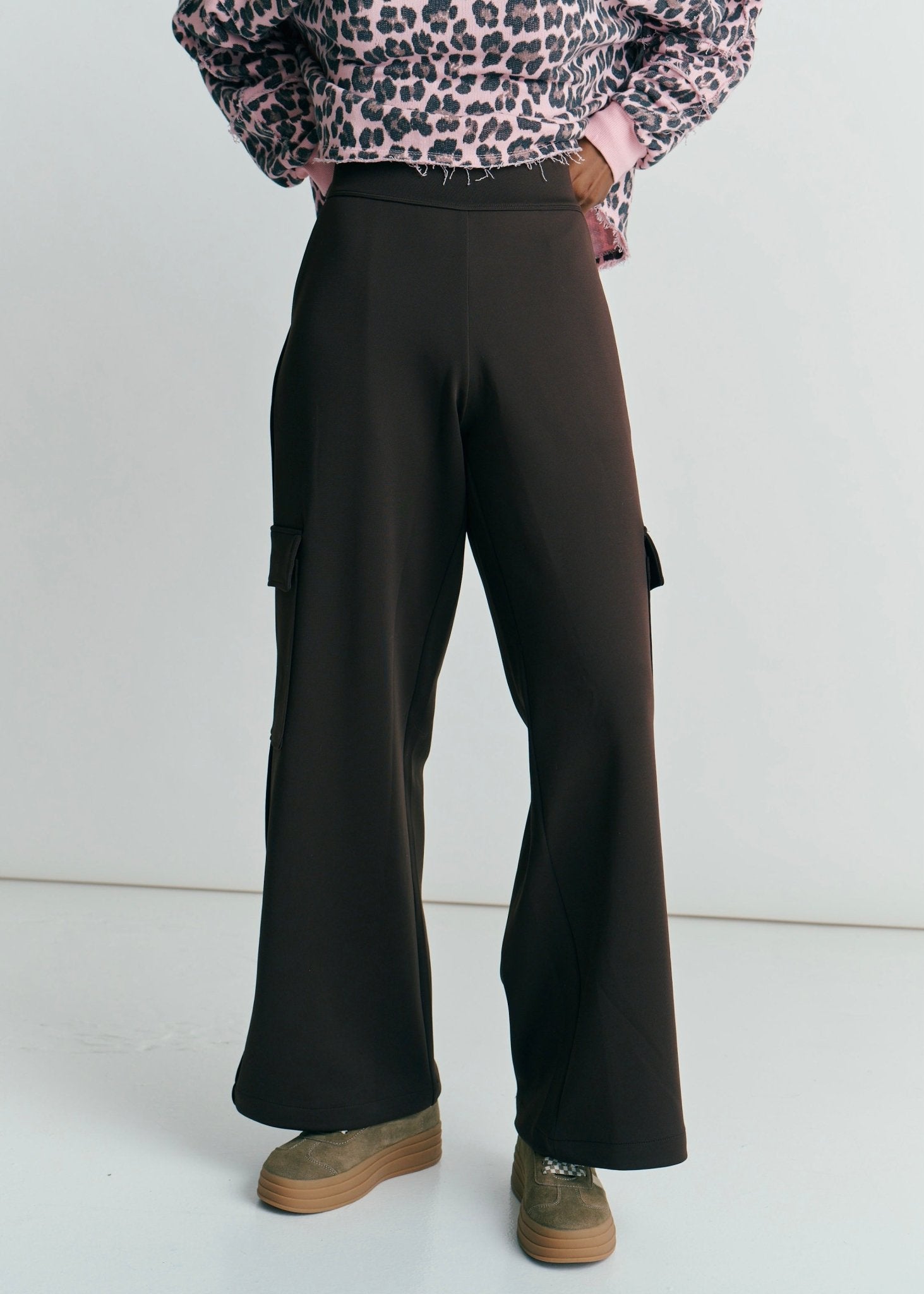 View our The Luxe Wide - Leg Cargo Pants In Chocolate - by Tribute Store