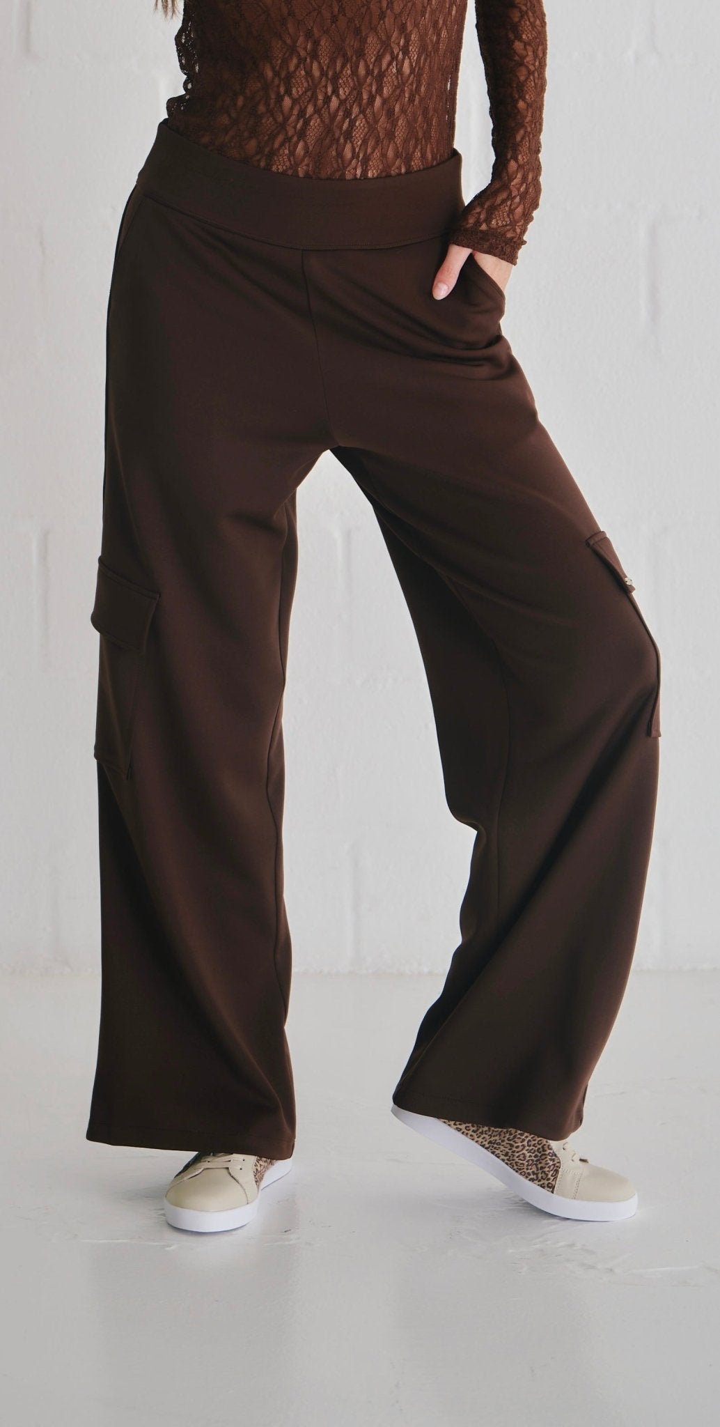 View our The Luxe Wide - Leg Cargo Pants In Chocolate - by Tribute Store