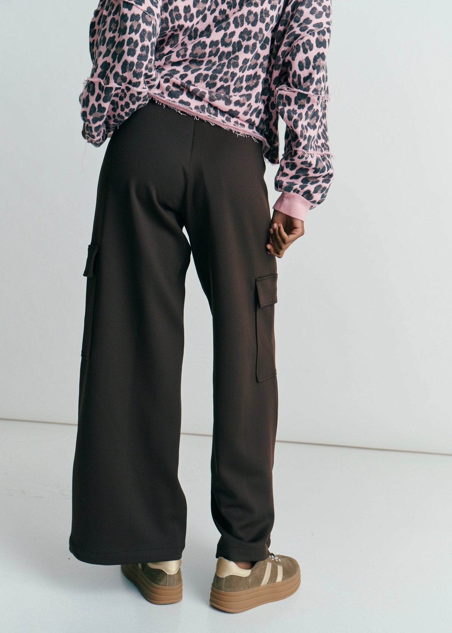 View our The Luxe Wide - Leg Cargo Pants In Chocolate - by Tribute Store
