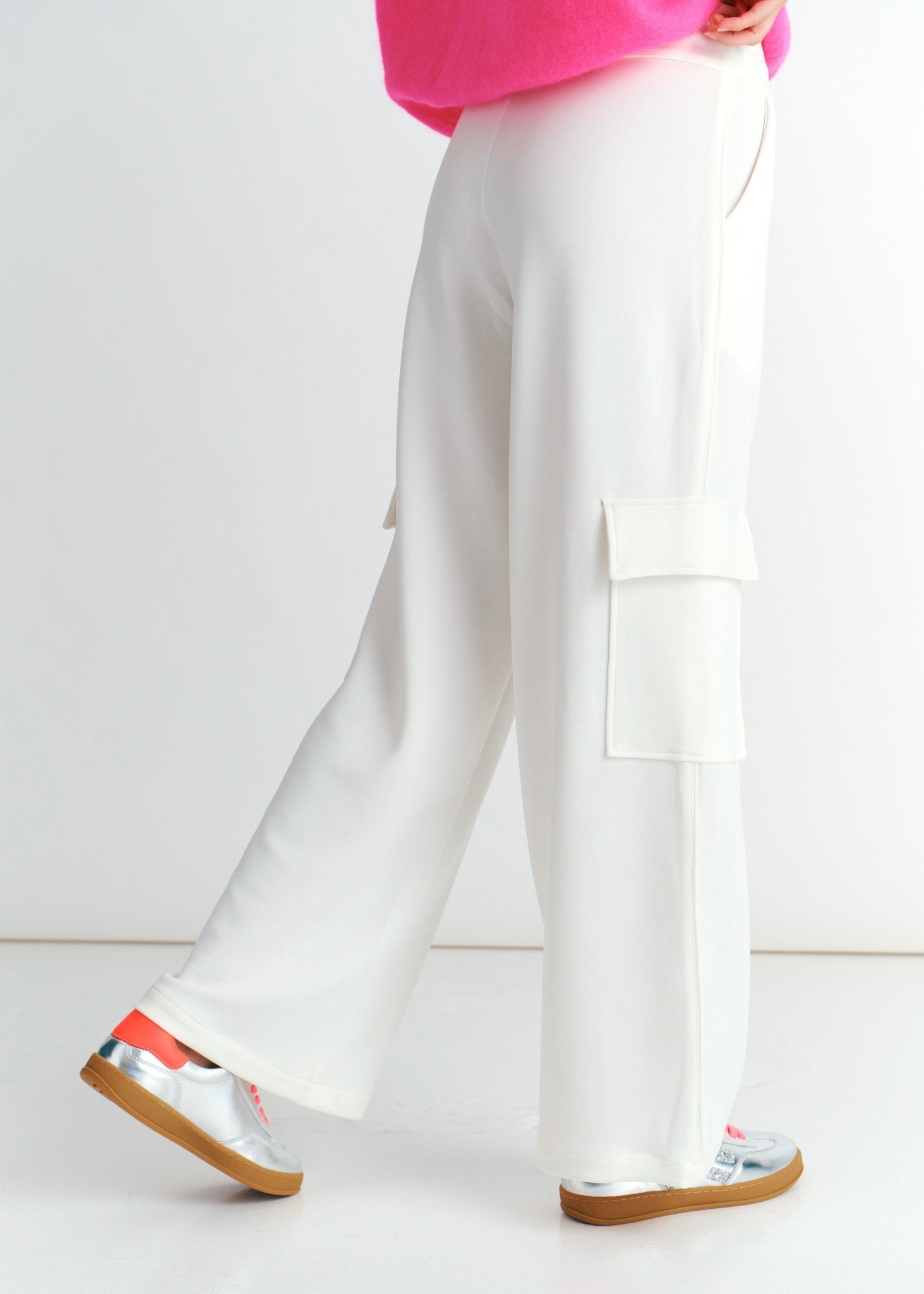 View our The Luxe Wide - Leg Cargo Pants In White - by Tribute Store