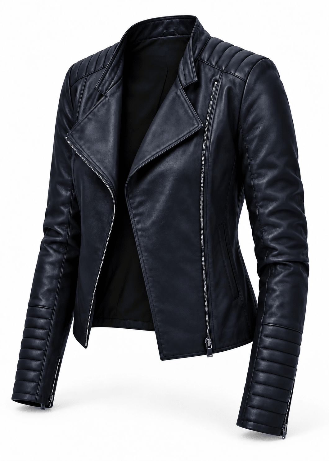 View our The Sidekick Genuine Lambskin Leather Biker Jacket in Deep Ink - by Tribute Store