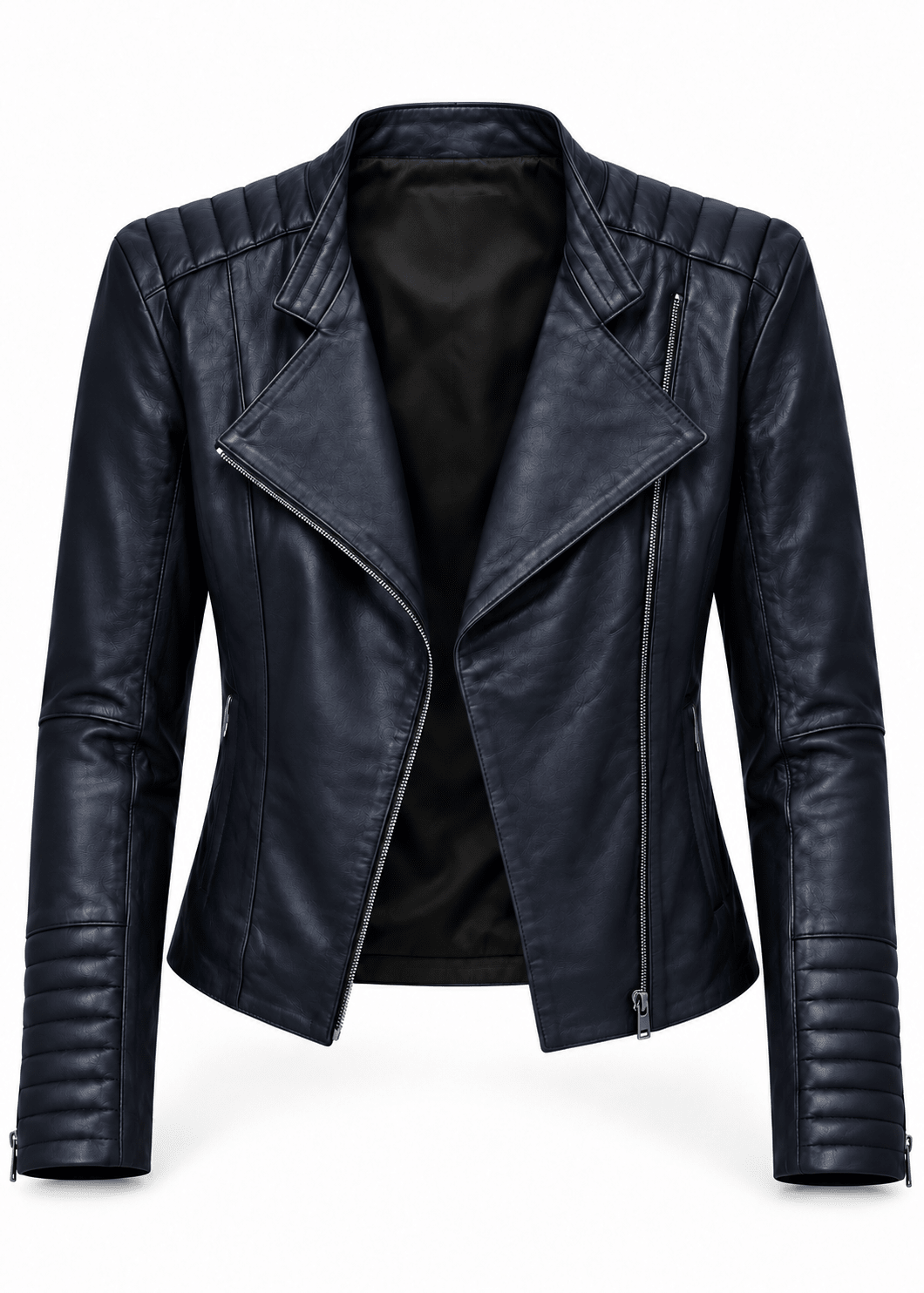 View our The Sidekick Genuine Lambskin Leather Biker Jacket in Deep Ink - by Tribute Store