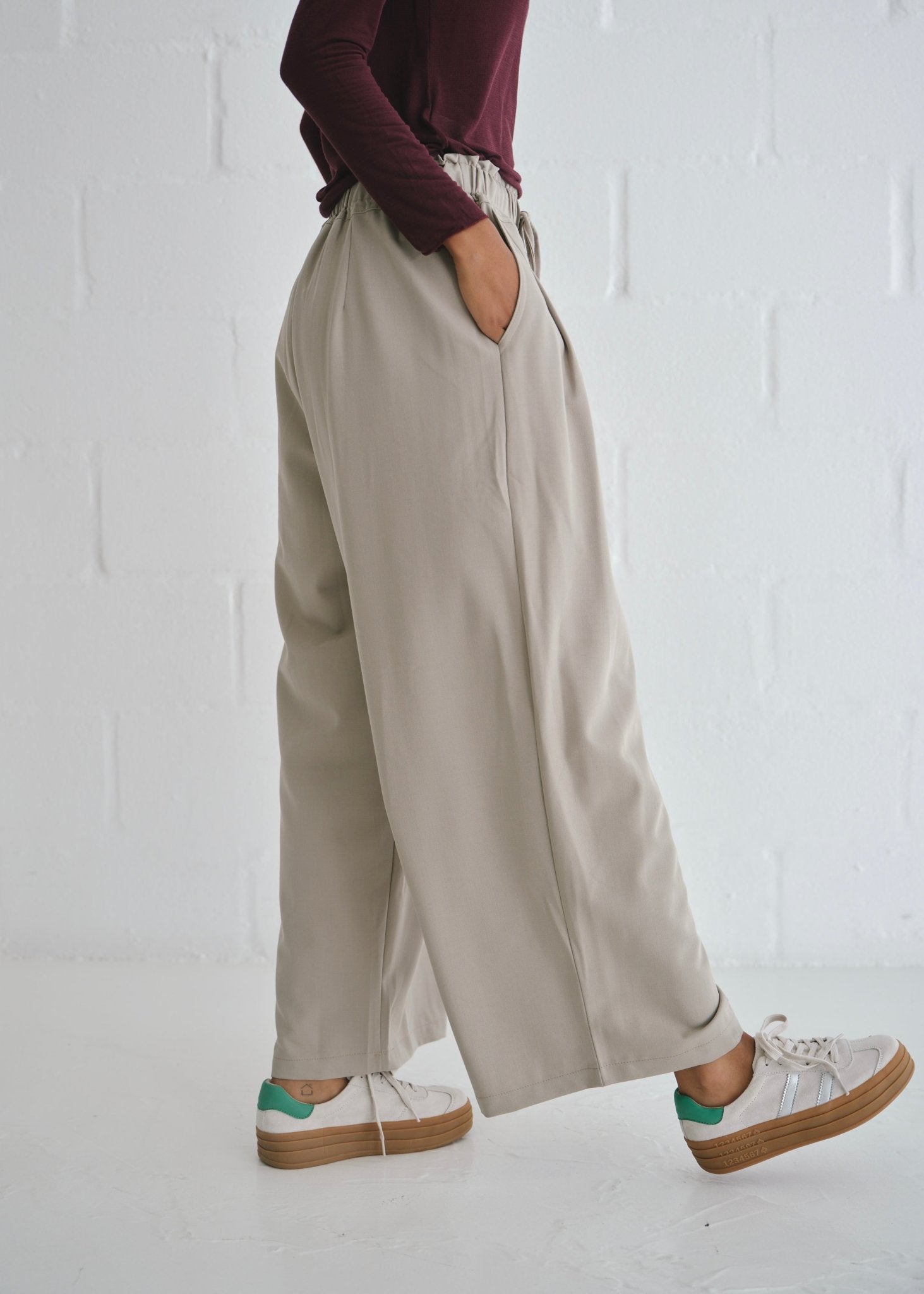 View our The Ultimate Wide Leg Trousers In Taupe - by Tribute Store