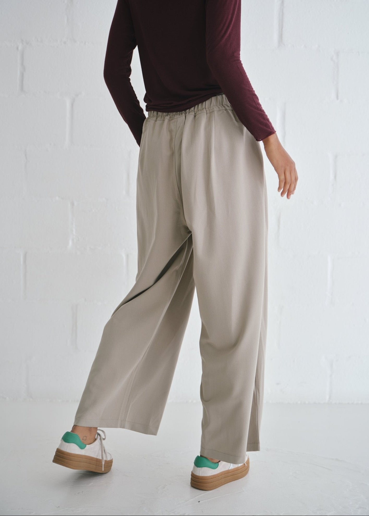 View our The Ultimate Wide Leg Trousers In Taupe - by Tribute Store