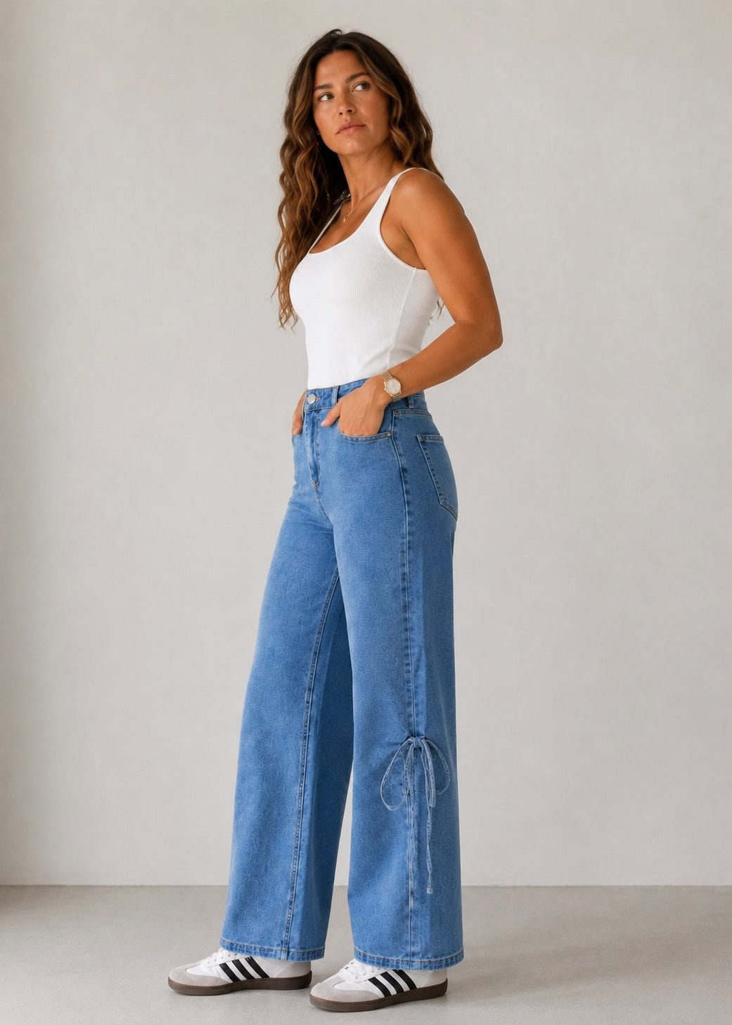 View our Tie-Hem Wide Leg Denim - by Tribute Store