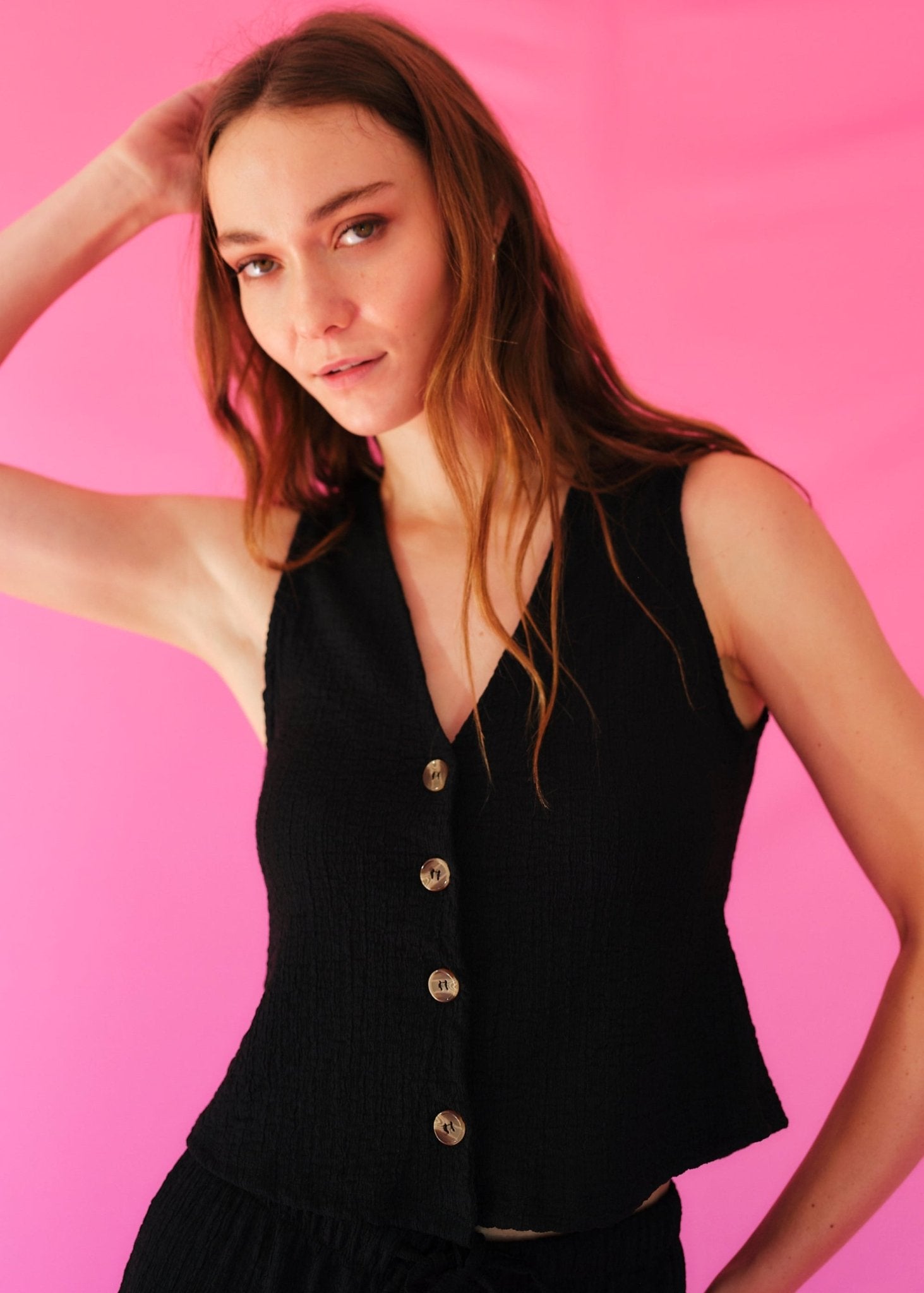 View our Tierra Italian Waistcoat and Palazzo Loungewear Set in Black - by Tribute Store