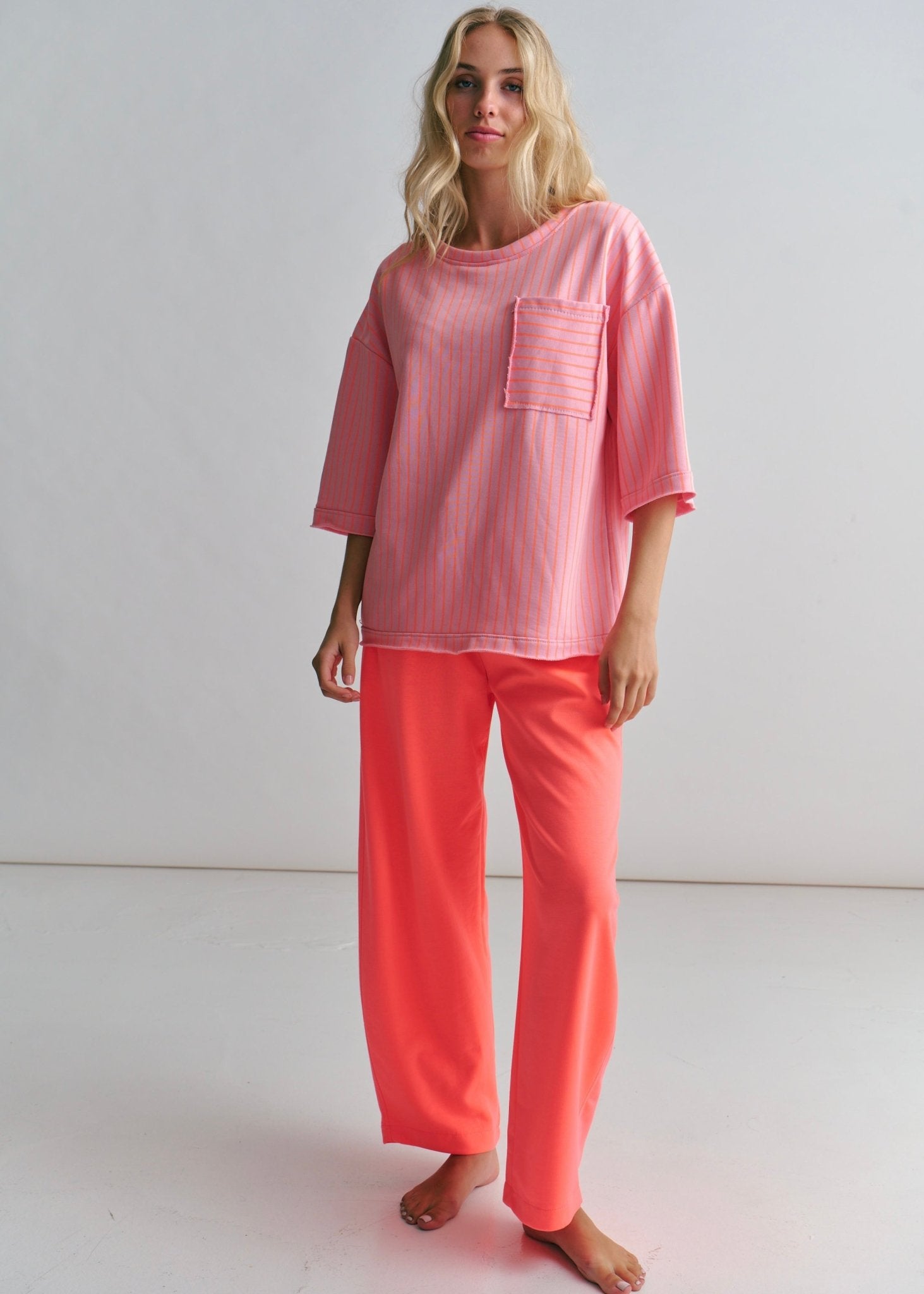 View our Tribeca Italian Stripe Tracksuit Tee Orange And Pink - by Tribute Store
