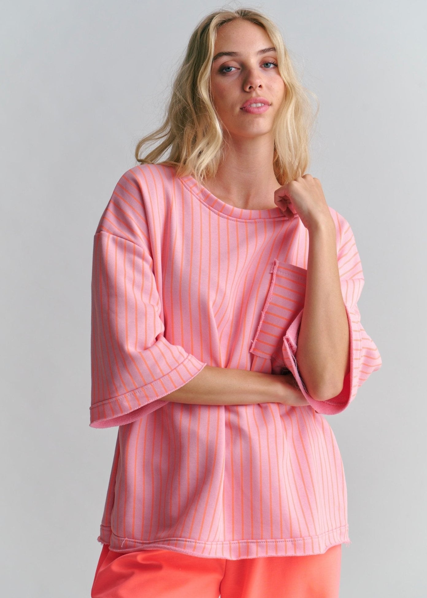 View our Tribeca Italian Stripe Tracksuit Tee Orange And Pink - by Tribute Store