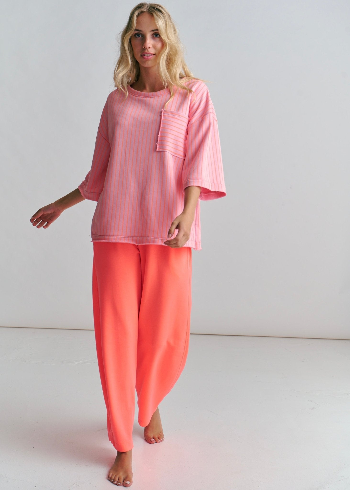 View our Tribeca Italian Stripe Tracksuit Tee Orange And Pink - by Tribute Store