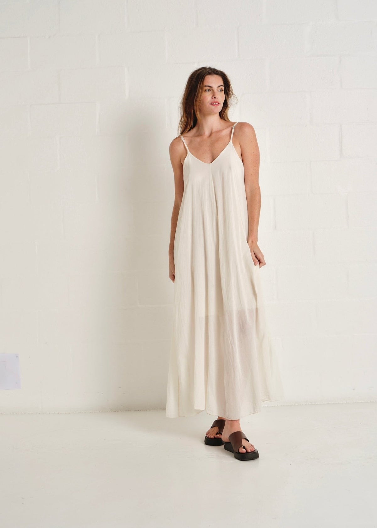 View our Tulum Strappy Cotton Maxi Dress In Cream - by Tribute Store