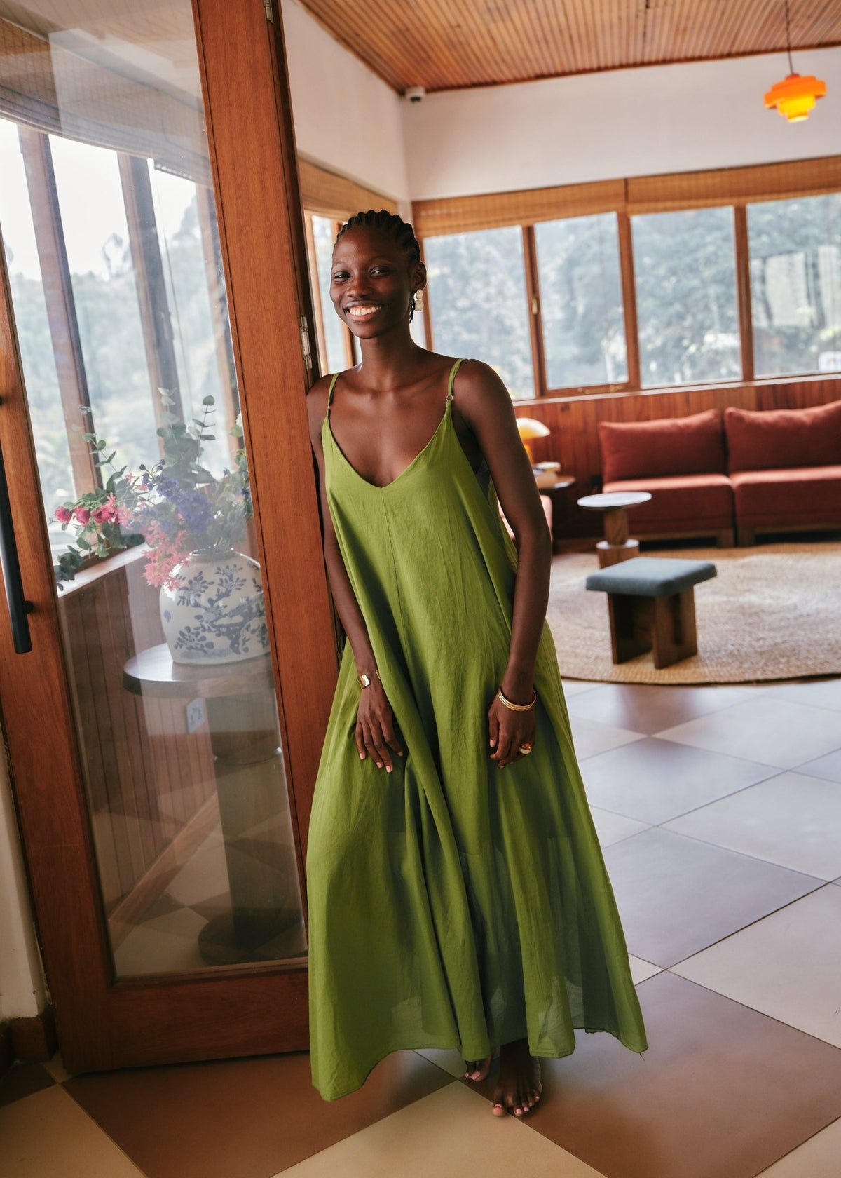 View our Tulum Strappy Cotton Maxi Dress In Olive - by Tribute Store