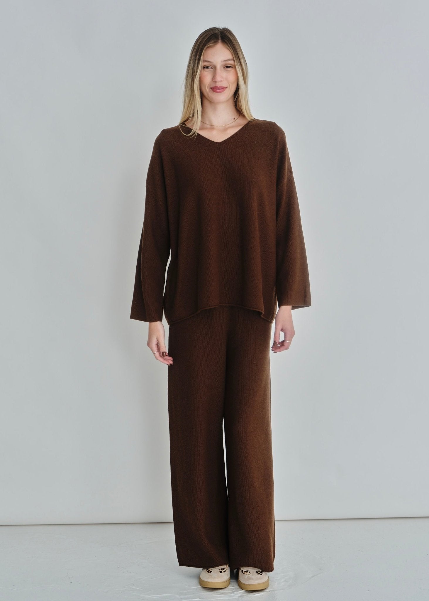 View our Tustin Luxe Knit Pants In Chocolate - by Tribute Store