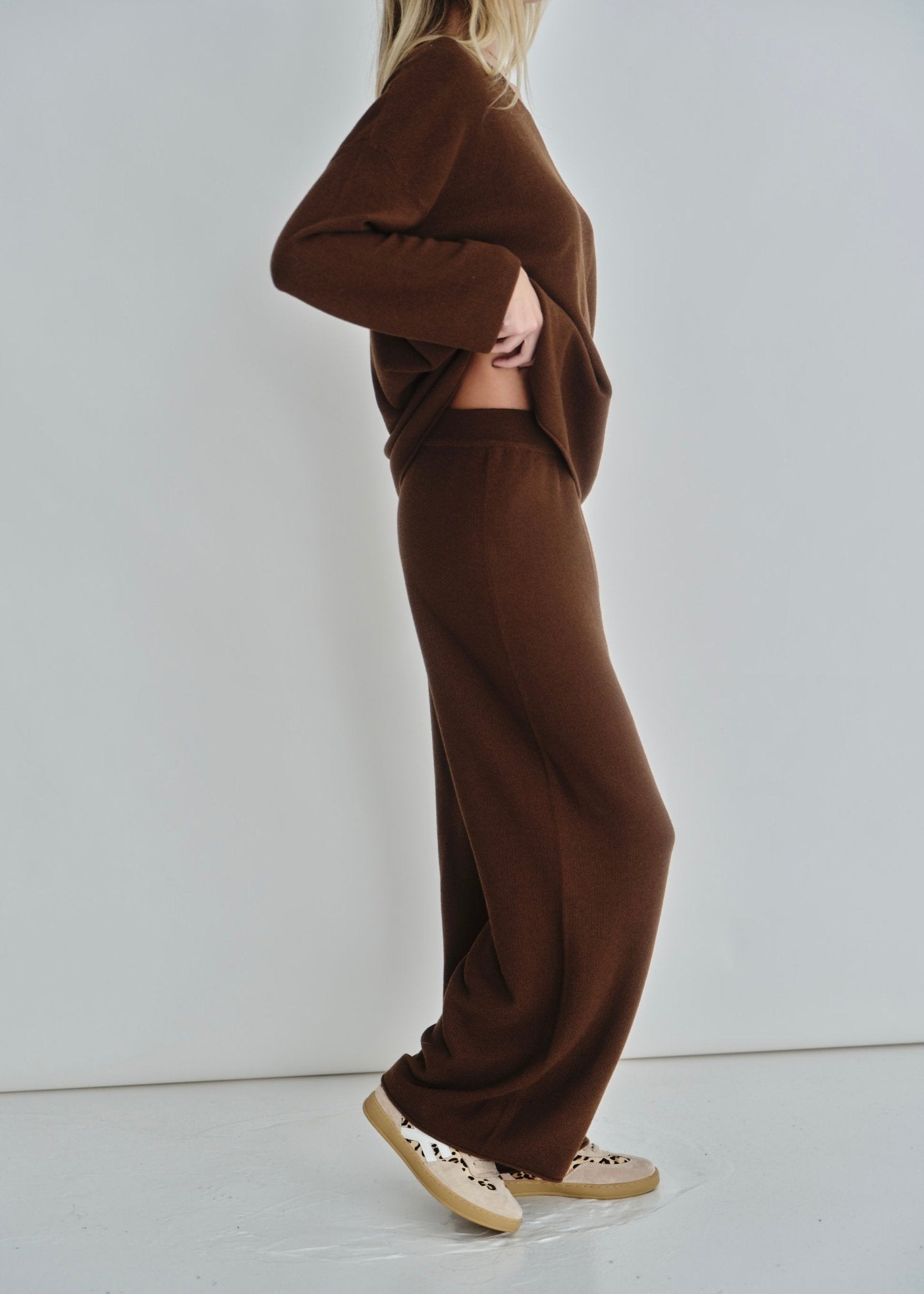 View our Tustin Luxe Knit Pants In Chocolate - by Tribute Store
