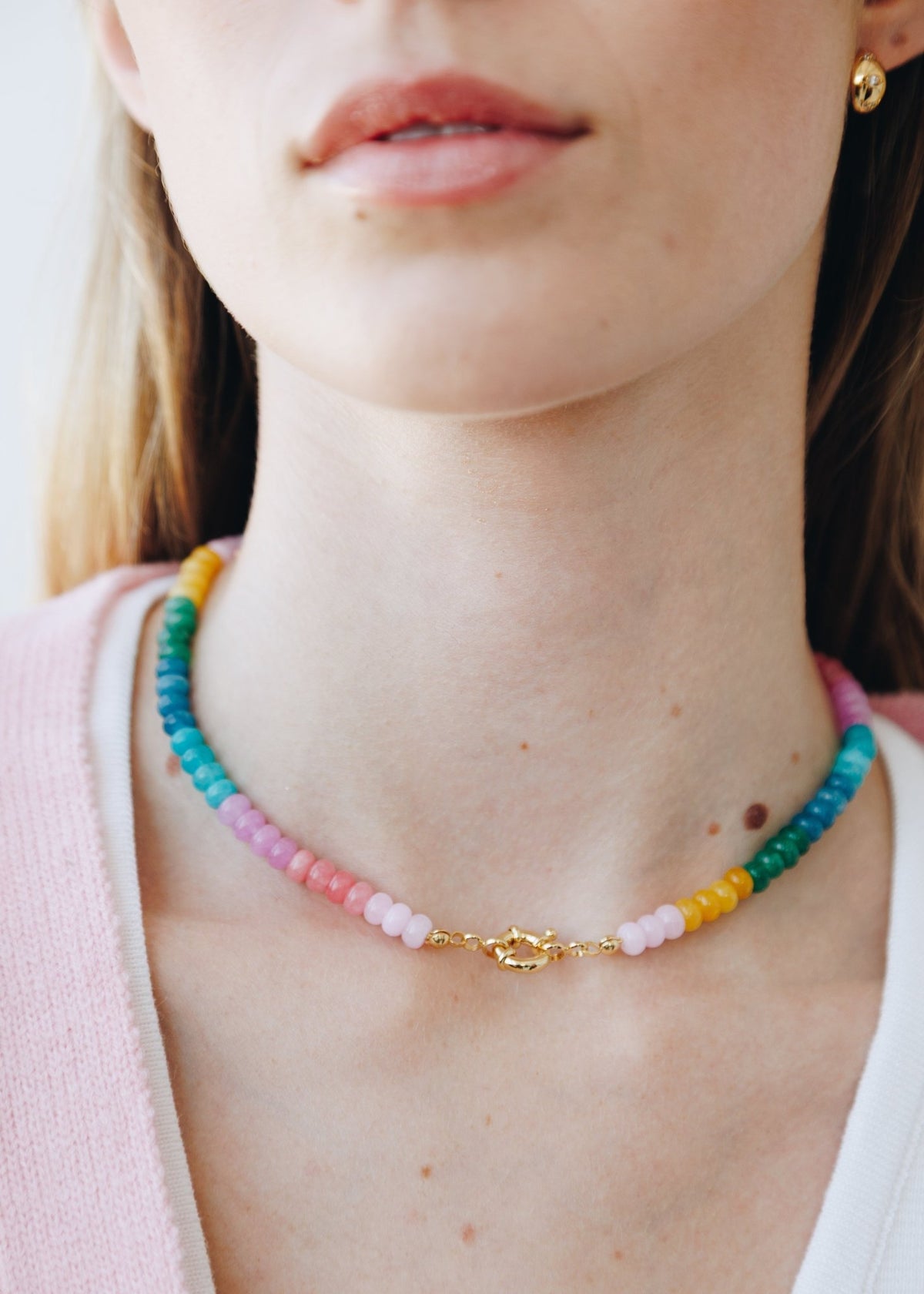 View our Tutti Fruity Rainbow Stone Fish Necklace - by Tribute Store