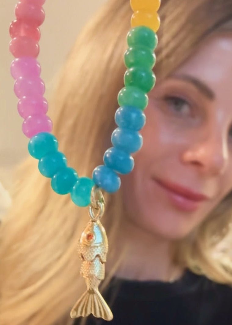 View our Tutti Fruity Rainbow Stone Fish Necklace - by Tribute Store