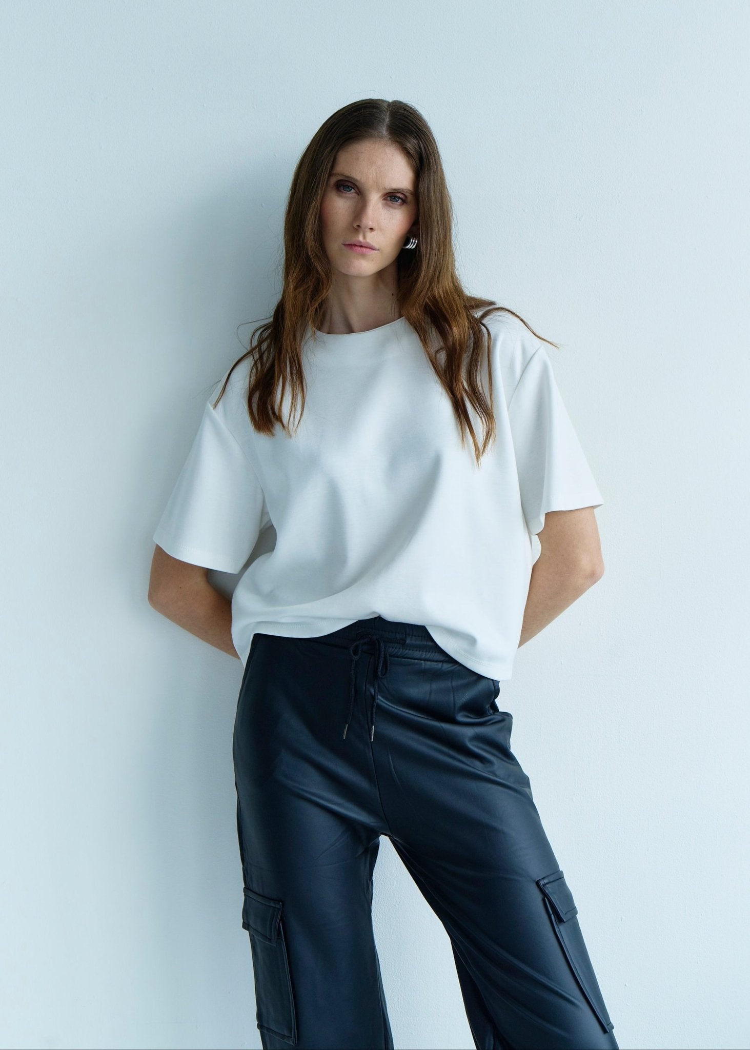 View our Vegan Leather Cargo Palazzo Pants in Black - by Tribute Store