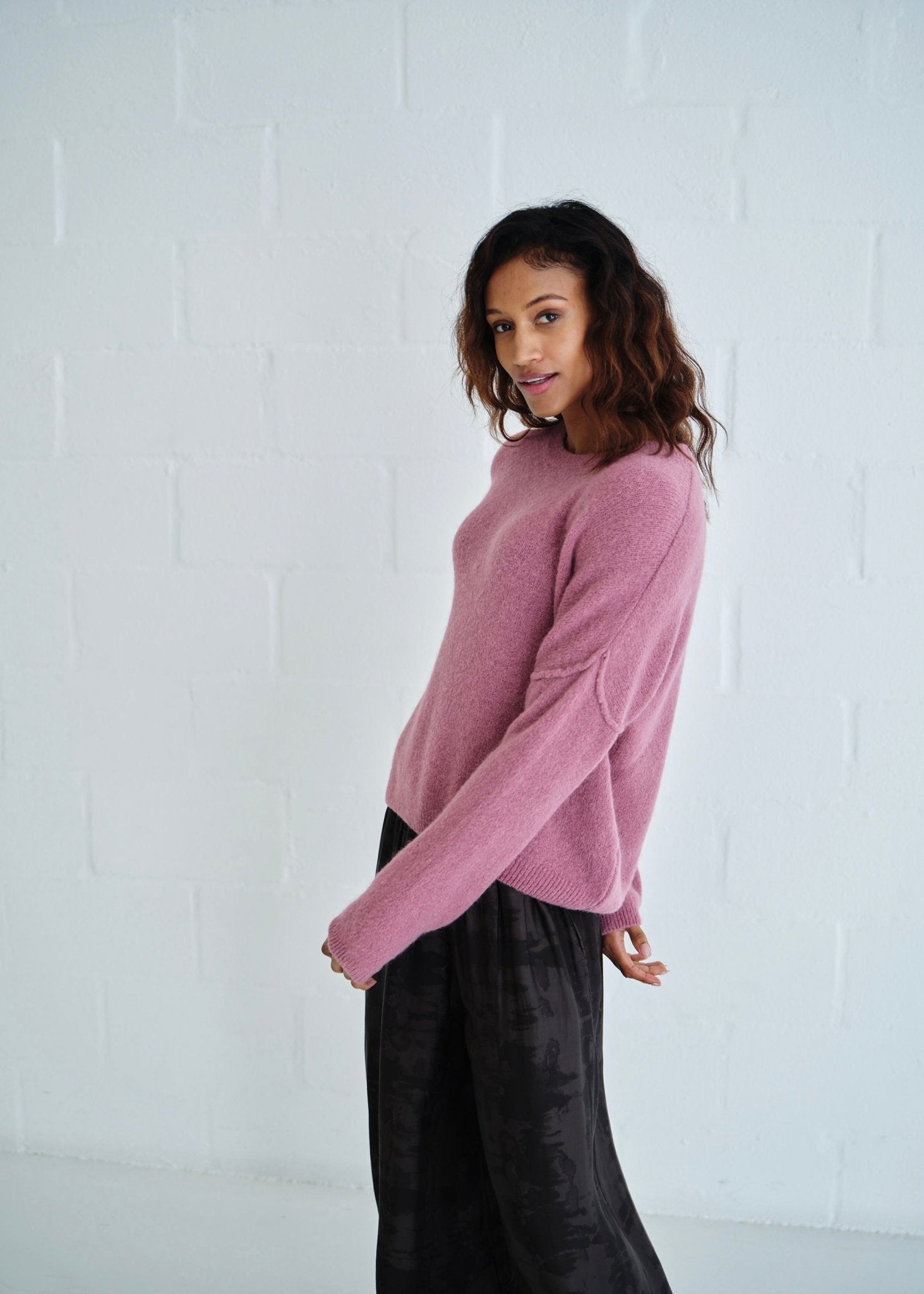 View our Ventura Oversized Crew Neck Knit In Berry - by Tribute Store