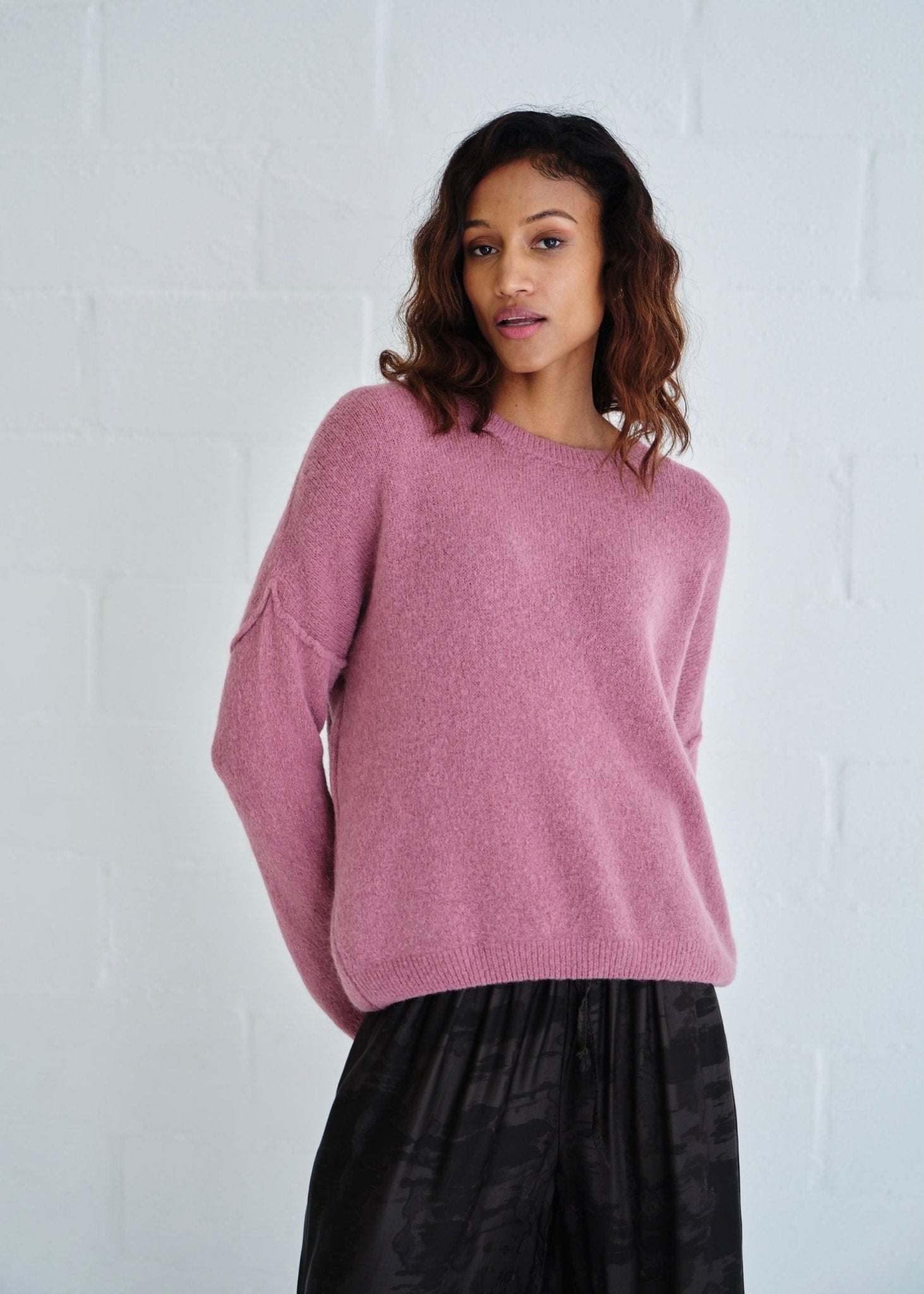 View our Ventura Oversized Crew Neck Knit In Berry - by Tribute Store