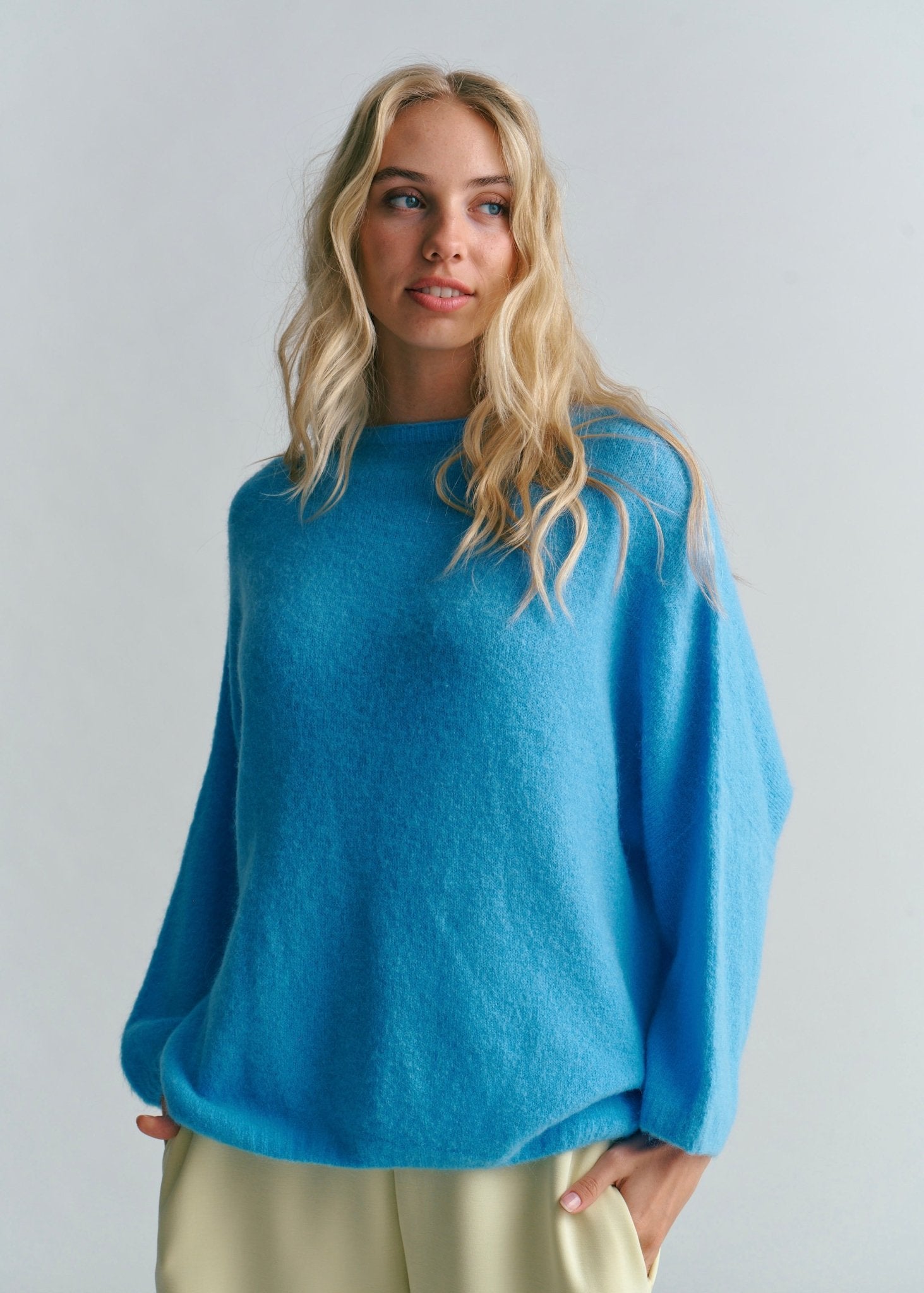 View our Ventura Oversized Crew Neck Knit In Sky Blue - by Tribute Store