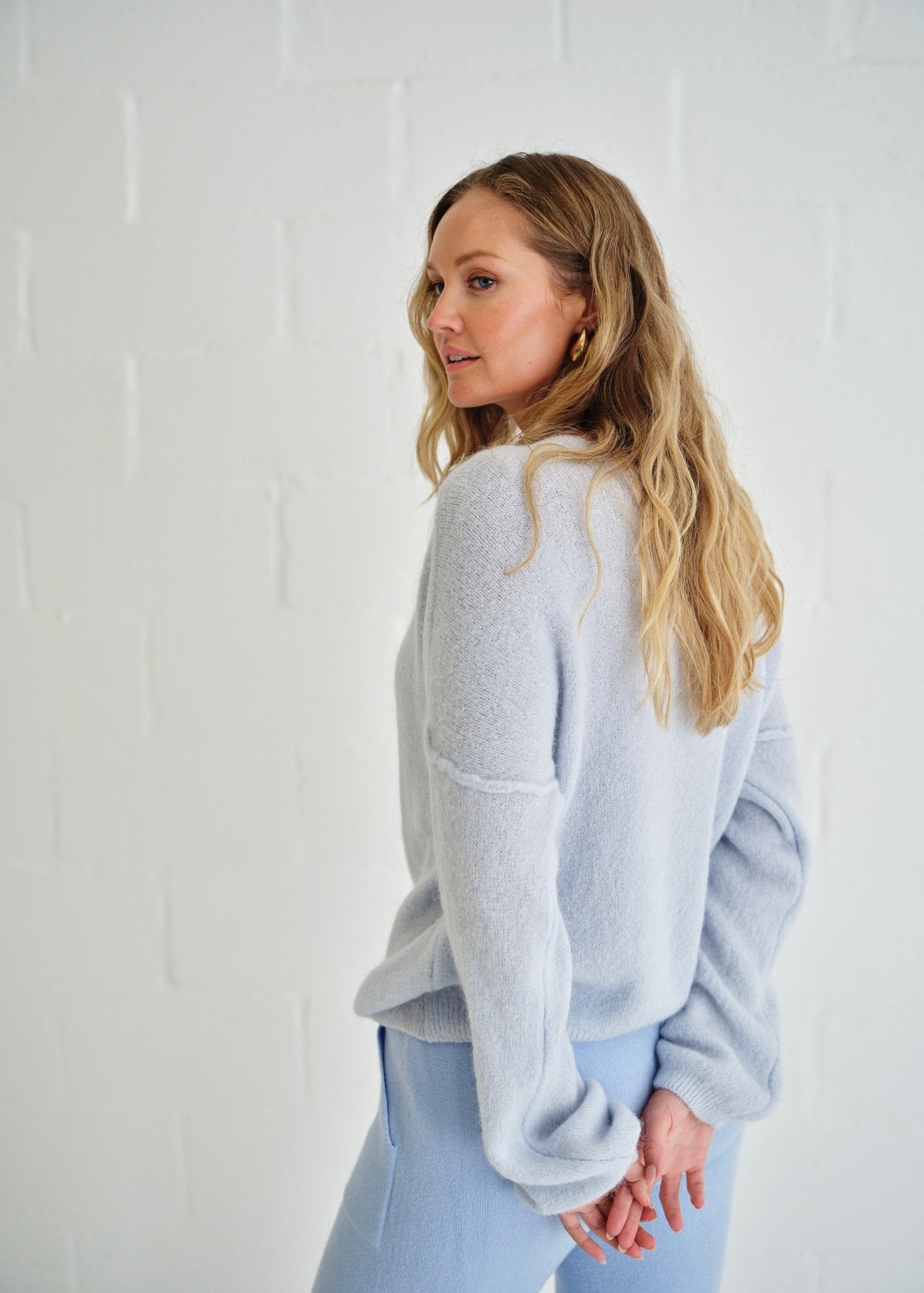 View our Ventura Oversized Crew Neck Knit In Sky Blue - by Tribute Store