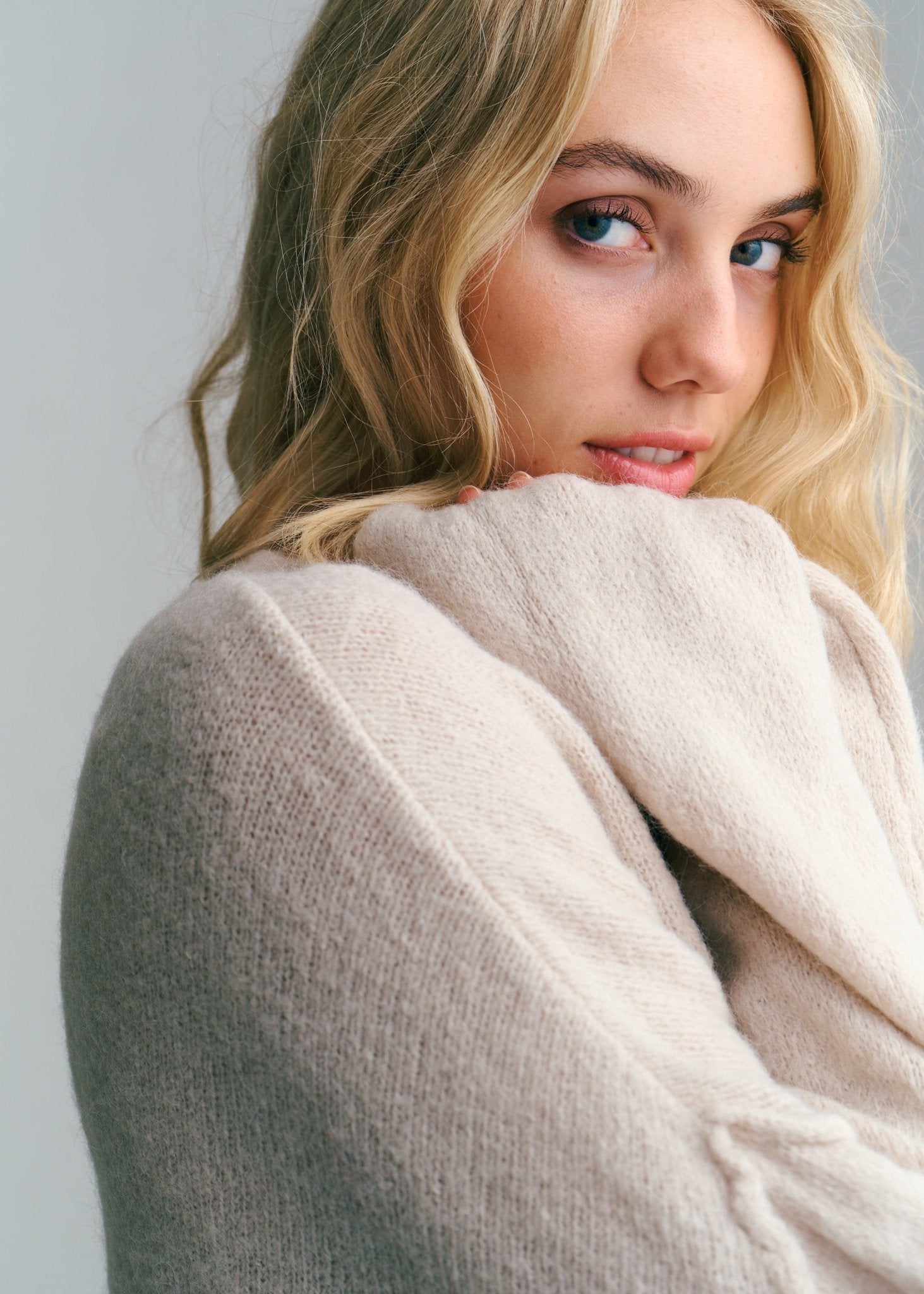 View our Ventura Oversized Crew Neck Knit In Taupe - by Tribute Store