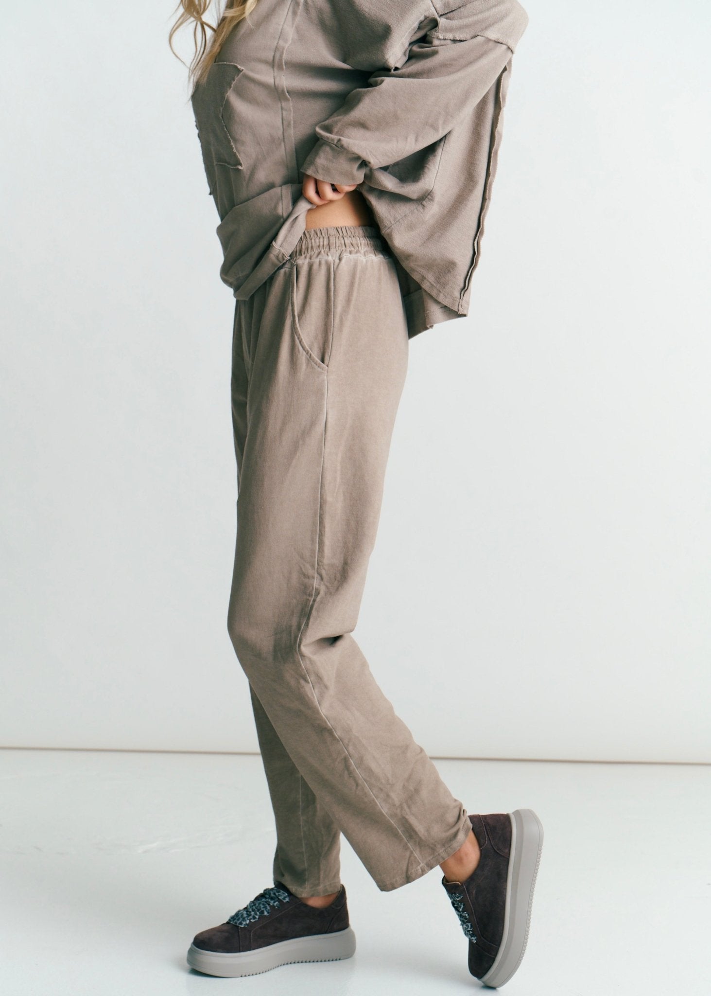 View our Wide Leg Pants In Taupe - by Tribute Store