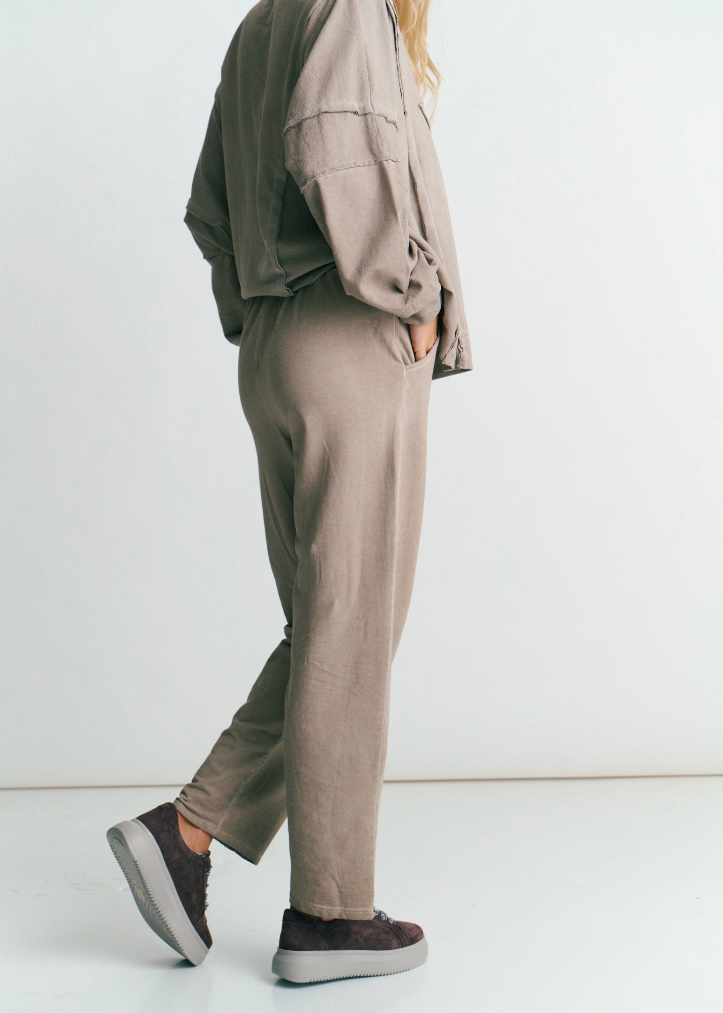 View our Wide Leg Pants In Taupe - by Tribute Store