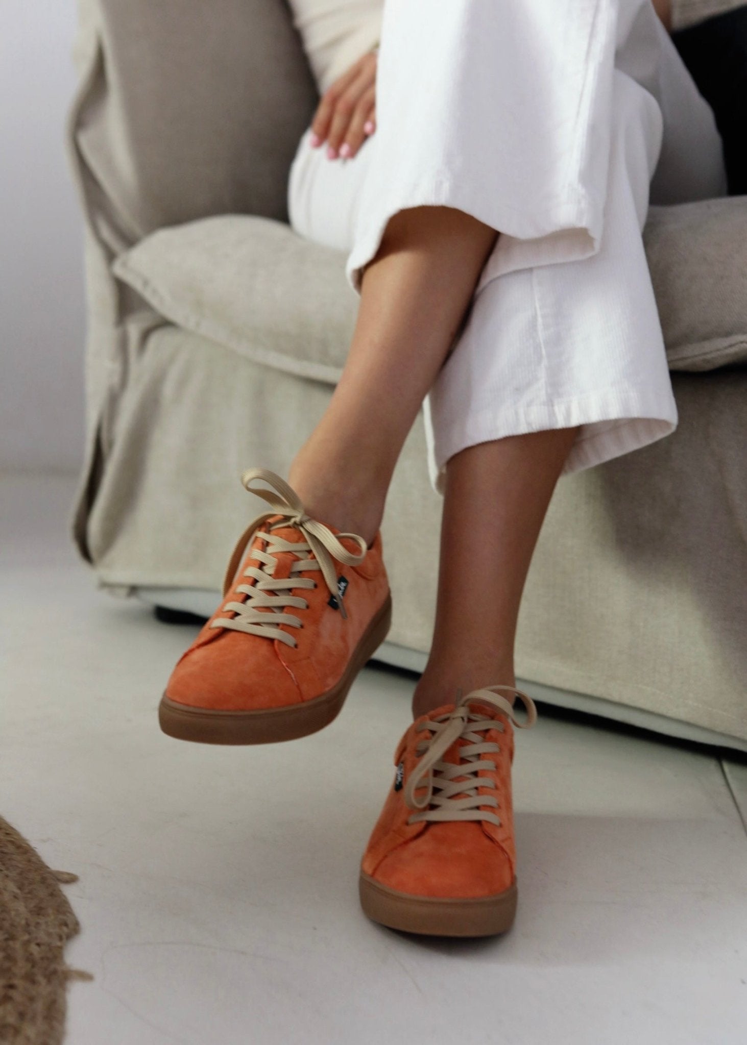 View our Yasmin Leather Sneaker In Orange - by Tribute Store