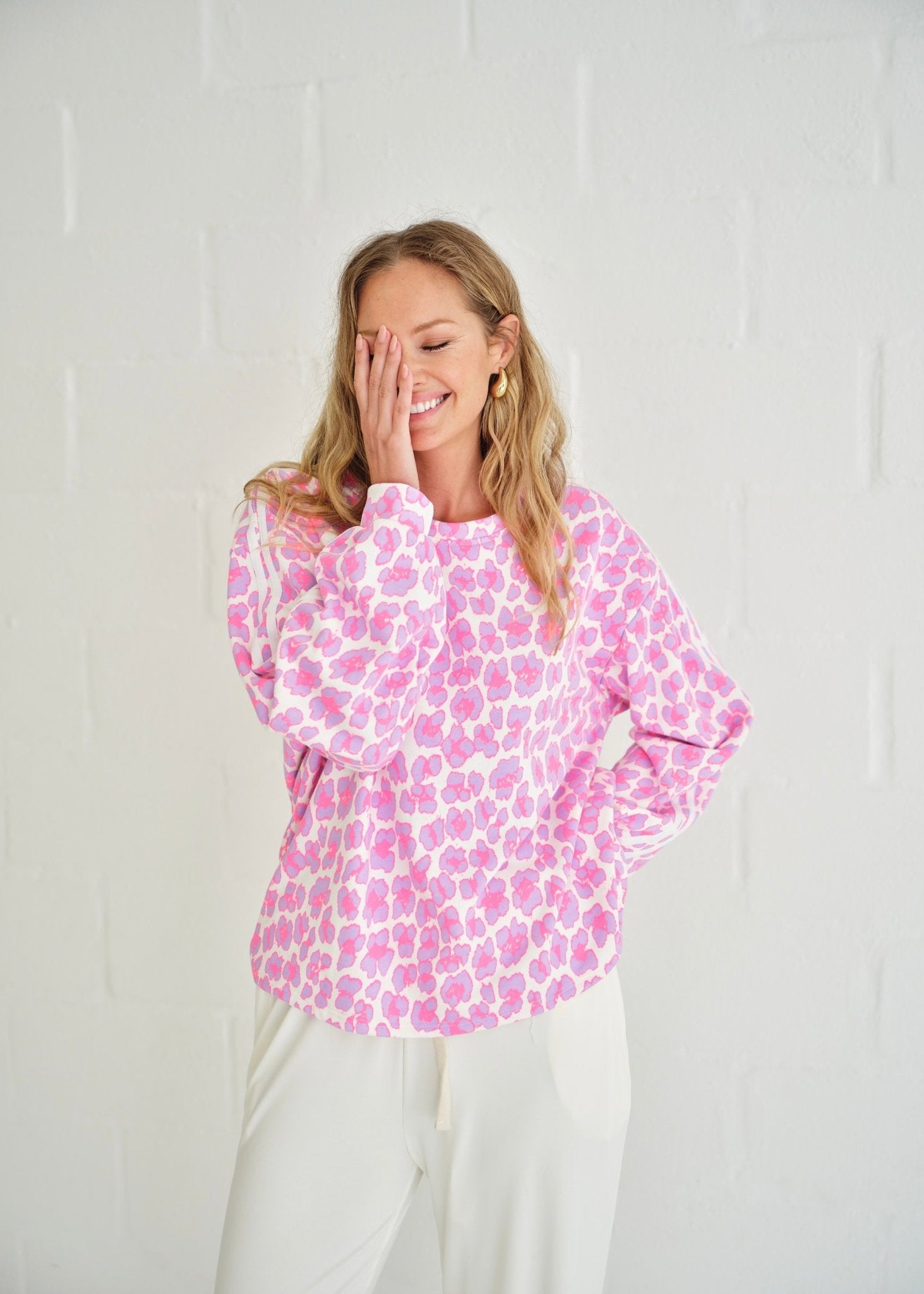 View our Zephyr Italian Cotton Leopard Jumper In Lilac, Pink And White - by Tribute Store
