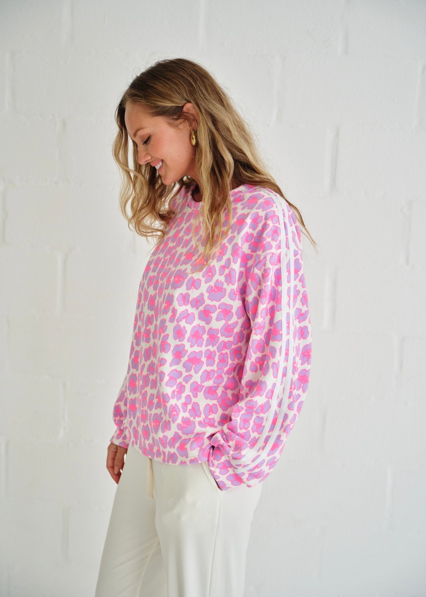 View our Zephyr Italian Cotton Leopard Jumper In Lilac, Pink And White - by Tribute Store