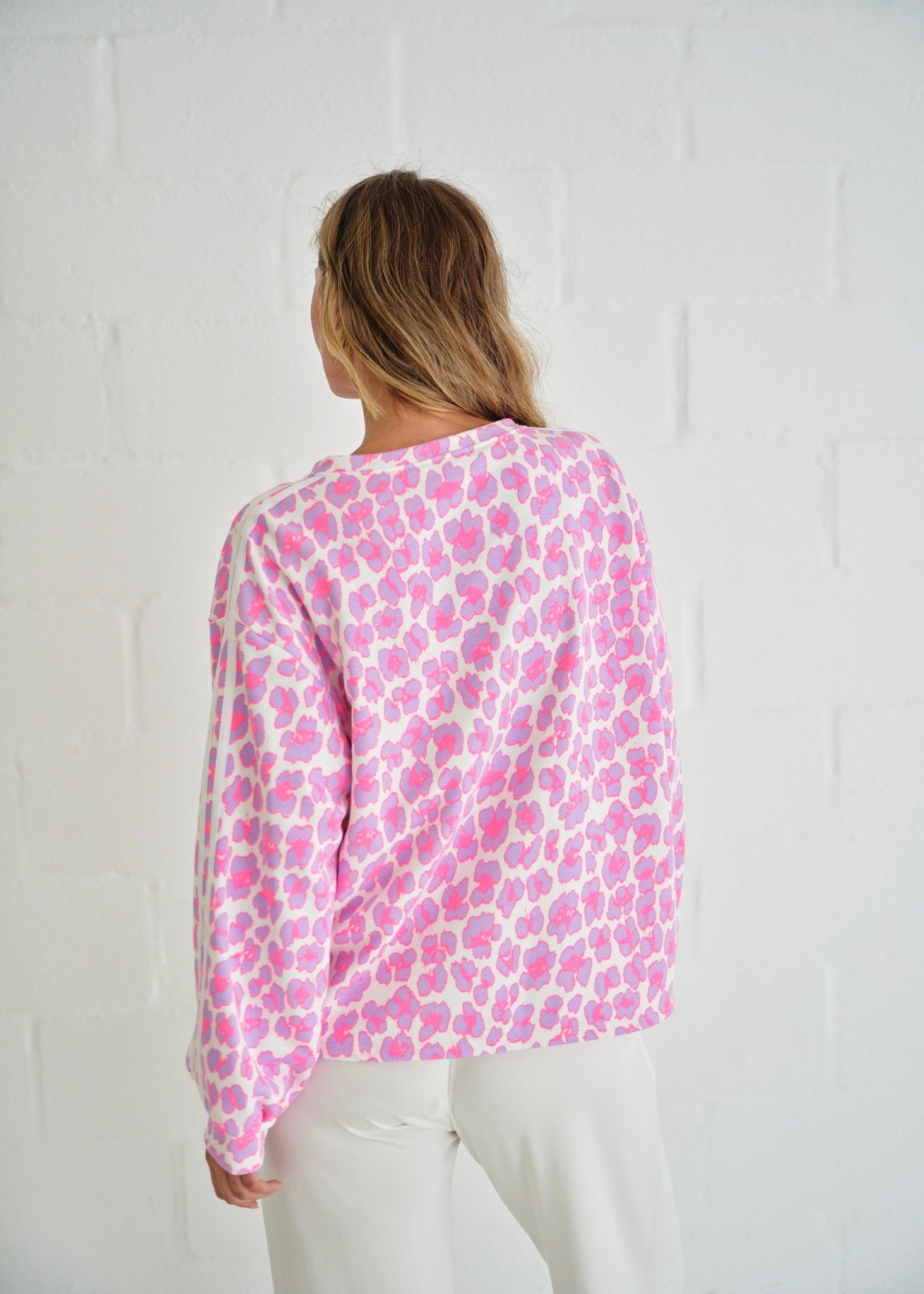 View our Zephyr Italian Cotton Leopard Jumper In Lilac, Pink And White - by Tribute Store