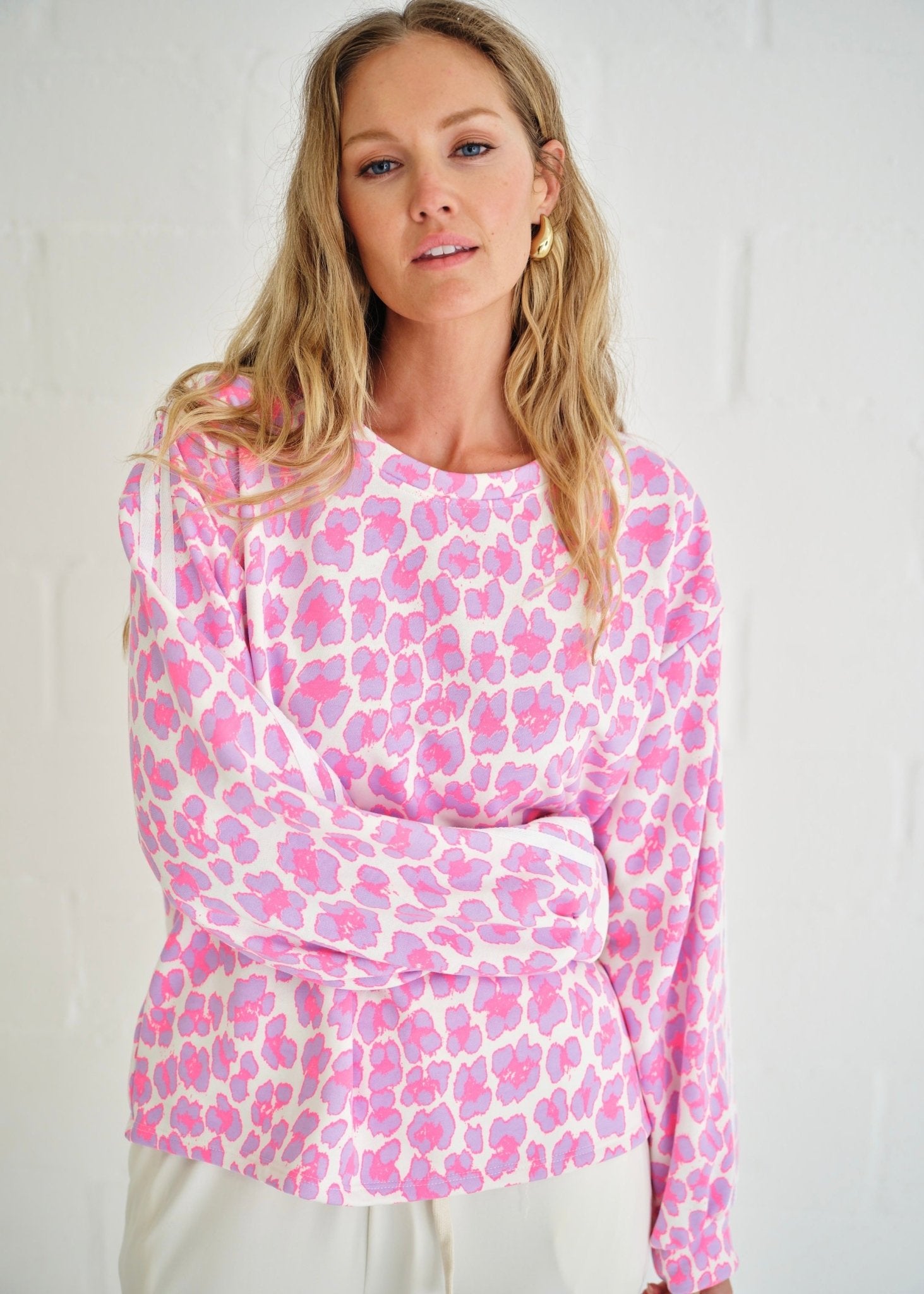 View our Zephyr Italian Cotton Leopard Jumper In Lilac, Pink And White - by Tribute Store