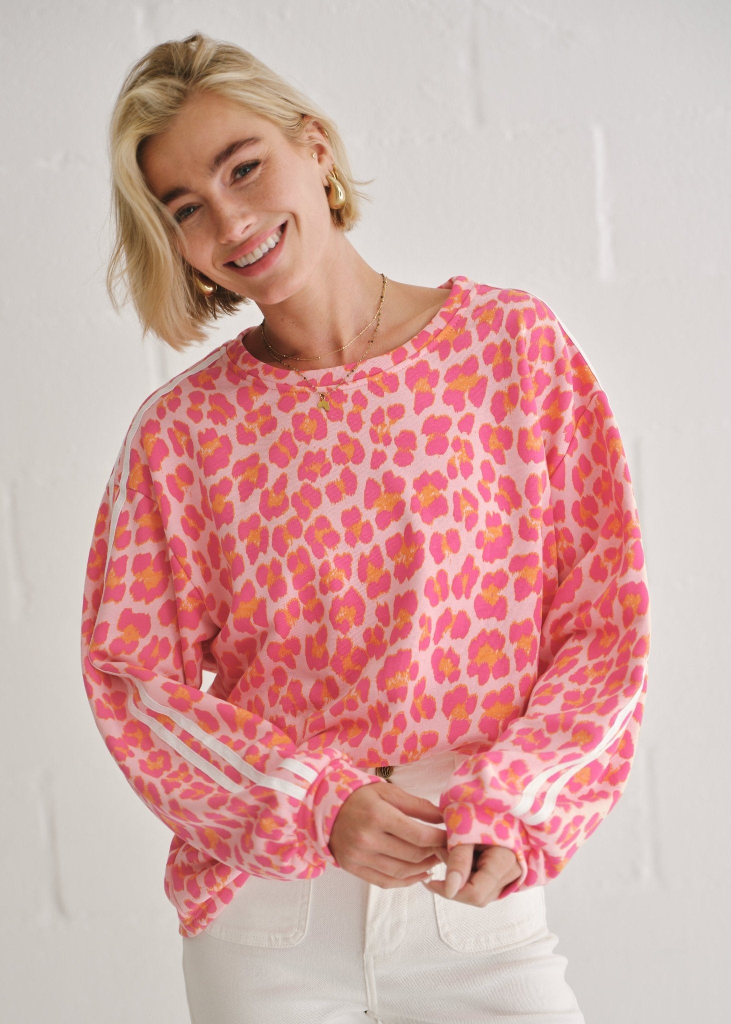 View our Zephyr Italian Cotton Leopard Jumper In Pink - by Tribute Store