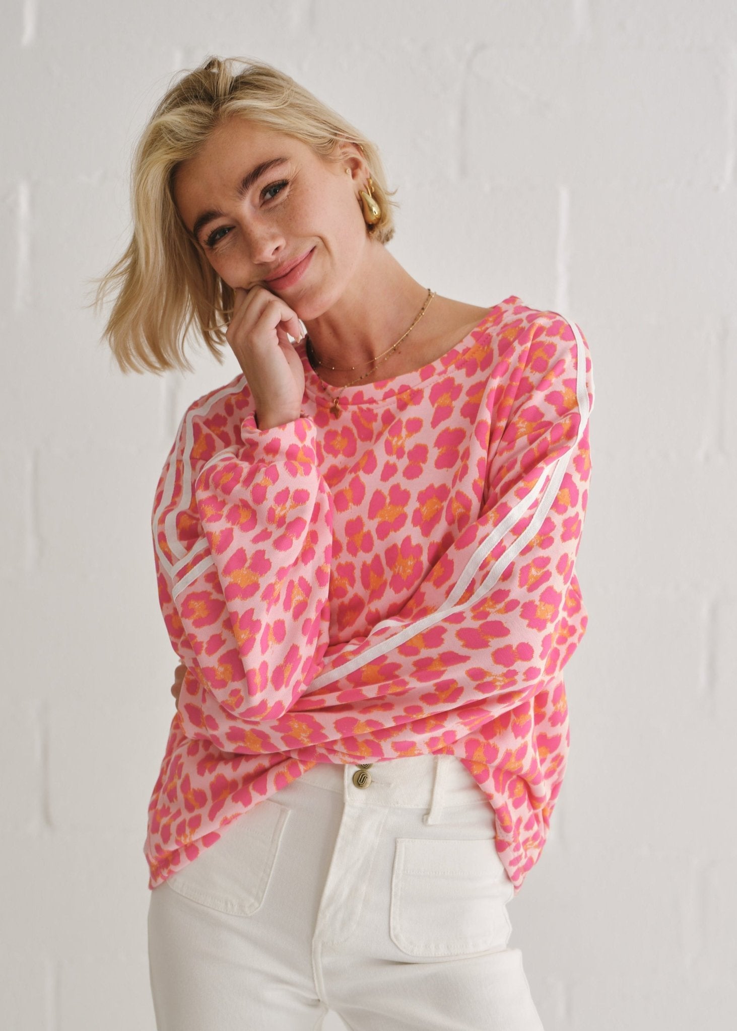 View our Zephyr Italian Cotton Leopard Jumper In Pink - by Tribute Store