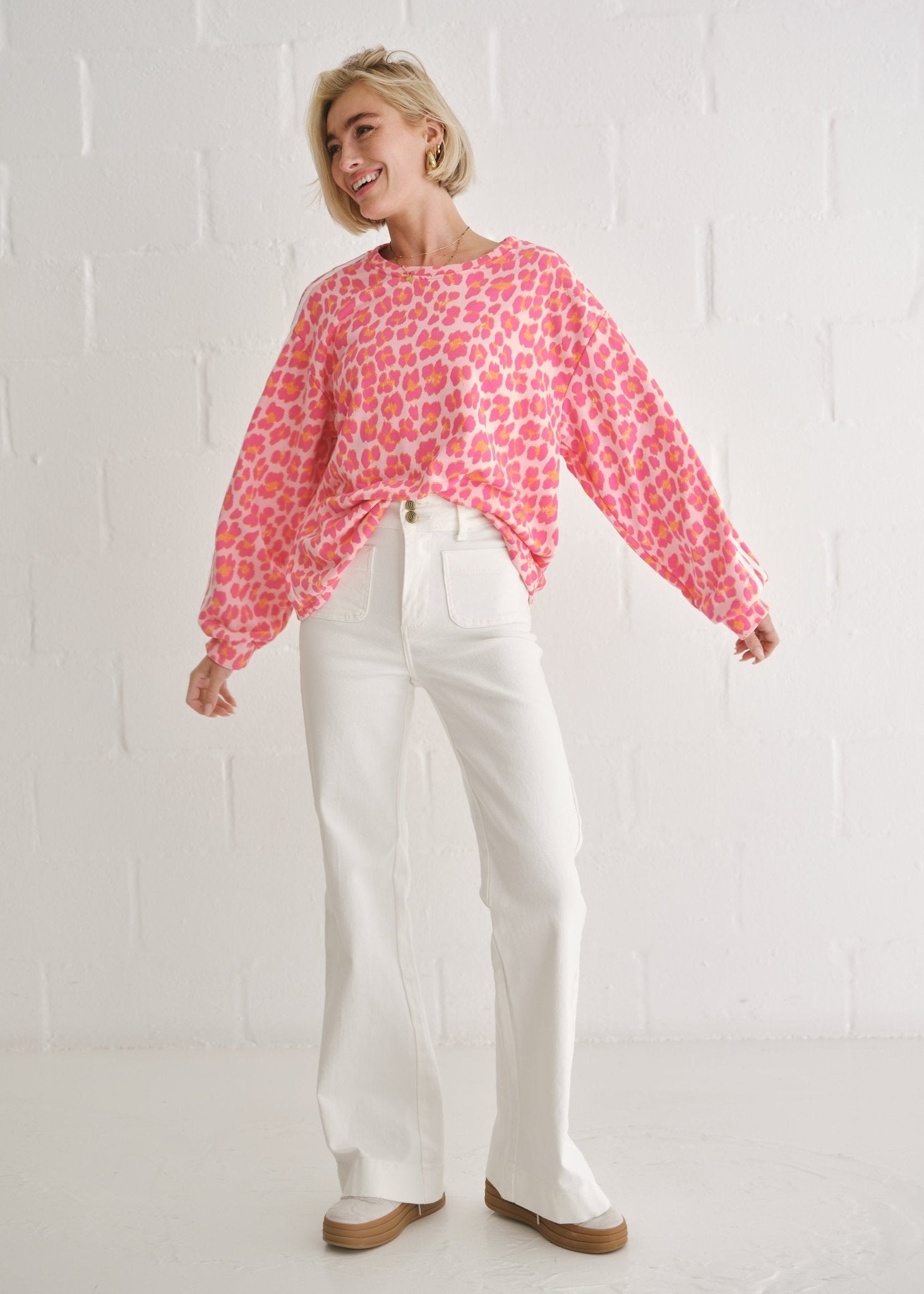 View our Zephyr Italian Cotton Leopard Jumper In Pink - by Tribute Store