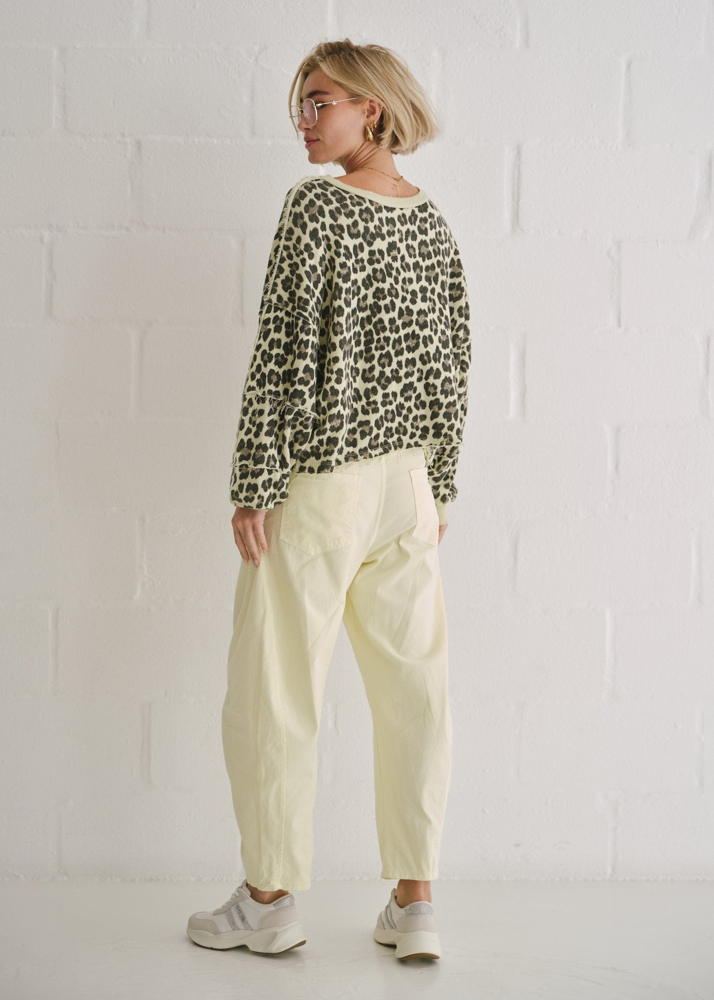 View our Zephyr Italian Leopard Cotton Jumper In Chartreuse - by Tribute Store