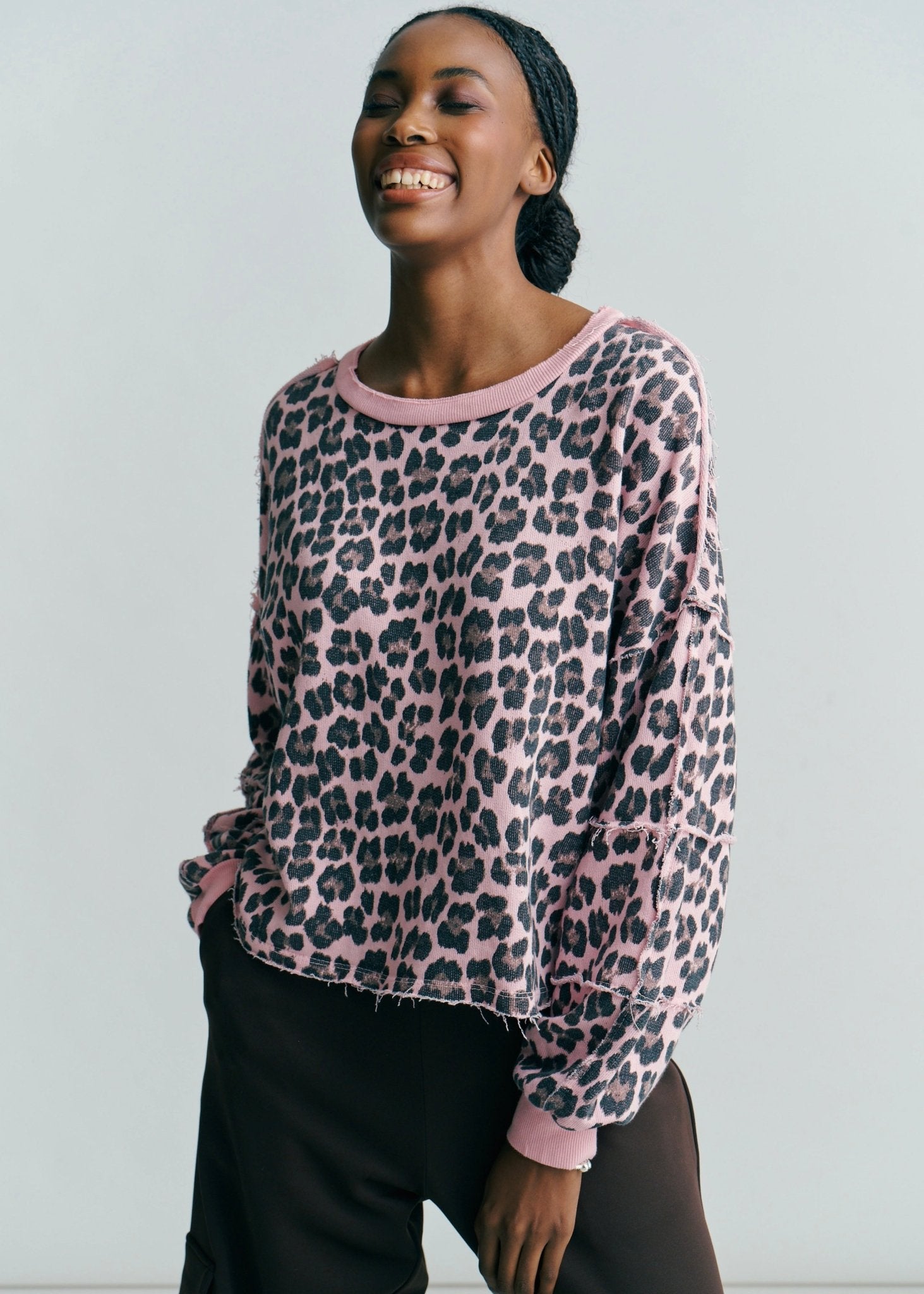 View our Zephyr Italian Leopard Cotton Jumper In Dark Pink - by Tribute Store